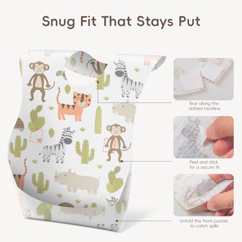 KIIS Disposable Baby Bibs for Baby Boys and Girls - Individually Packaged - Hygienic, Soft and Leakproof (20 PCS / 60 PCS) - Image 9