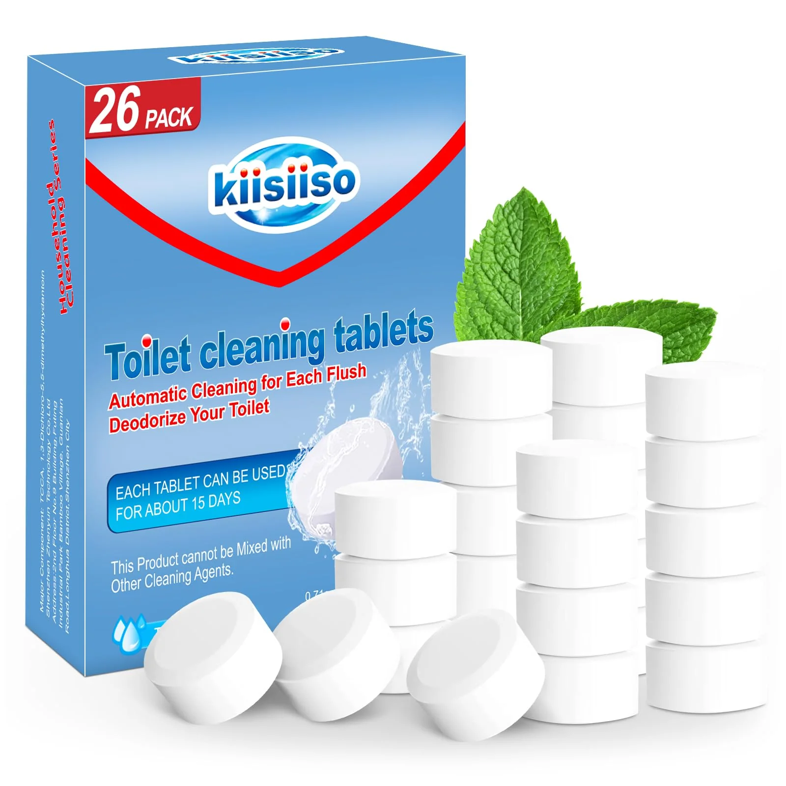 KIISIISO Toilet Bowl Cleaners 26 PACK, Automatic Toilet Bowl Cleaner Tablets for Deodorizing & Descaling, Long-Lasting Cleaning Tablets for Toilet Tank Against Tough Stains
