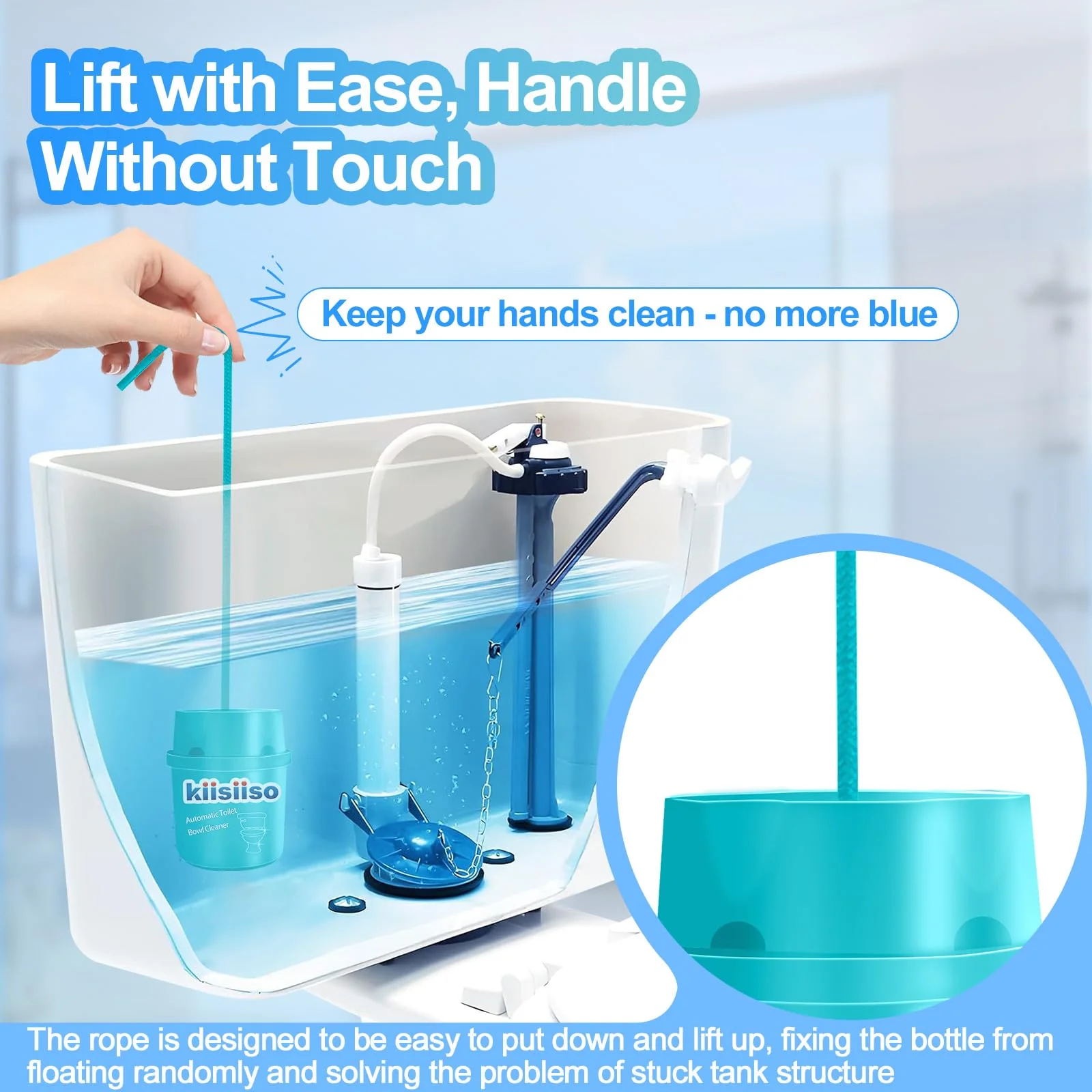 KIISIISO Toilet Bowl Cleaners-6 Pack, Automatic Toilet Tank Cleaner Tablets in Bottles, Long-Lasting Powerful Cleaning, Prevents Bathroom Stain & Odors Build Up, Septic Safe, Blue Water - Image 3