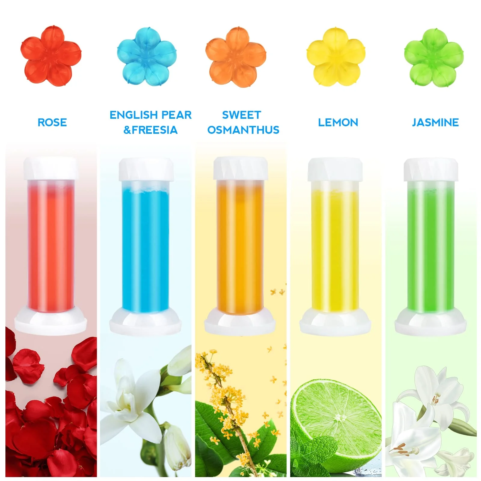 KILOSTEP Flower Toilet Gel Stamp, 60 Count Toilet Bowl Stamp Gel 5 Kinds Of Scent Toilet Bowl Cleaner - Image 6