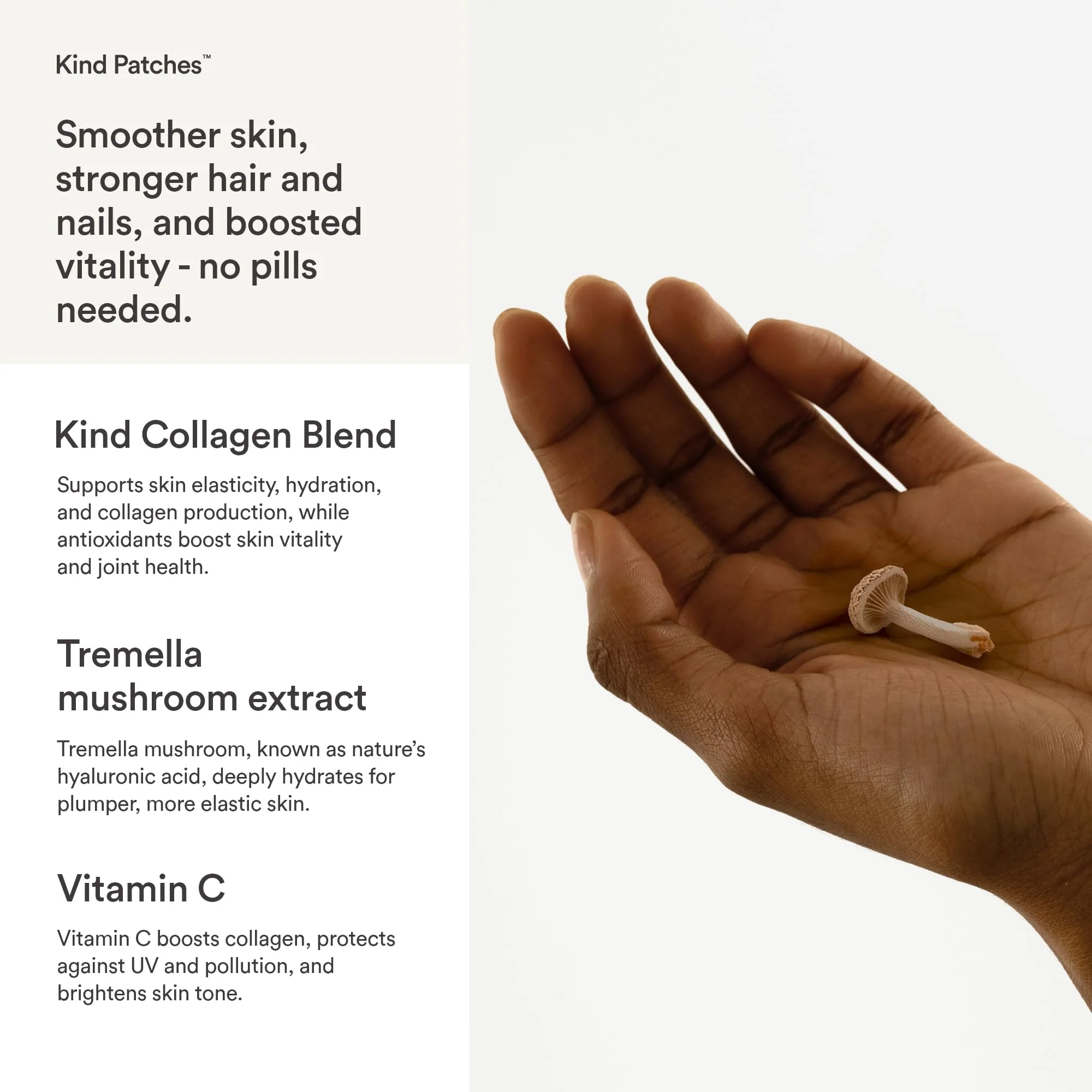 Kind Patches Collagen Patches - Skin Firming with Vitamin C, Amino Acids - Nature's Hyaluronic Acid for Hydration, Healthier Hair and Nails - 30 Count - Image 5