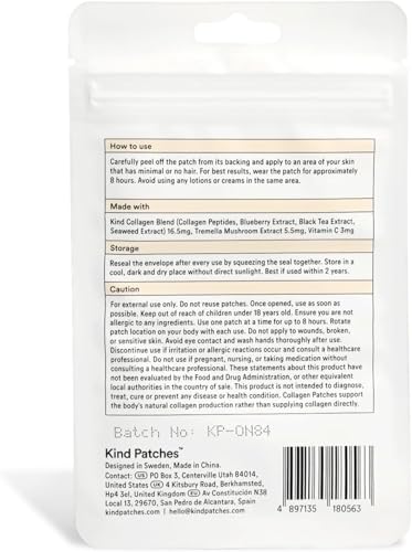 Kind Patches Collagen Patches - Skin Firming with Vitamin C, Amino Acids - Nature's Hyaluronic Acid for Hydration, Healthier Hair and Nails - 30 Count - Image 8