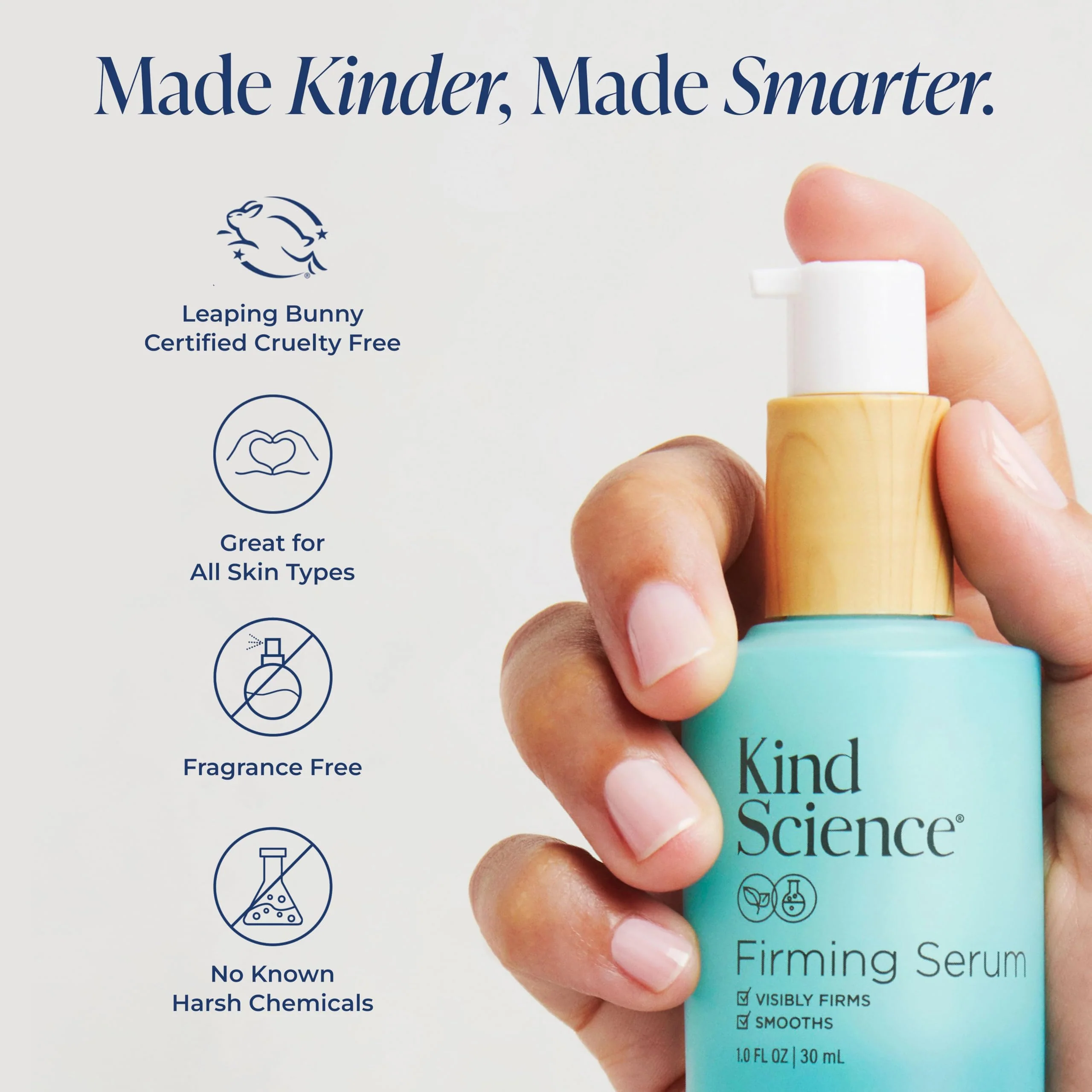 Kind Science Firming Serum, Anti Aging Face Treatment, Lightweight Facial Serum With Retinol Alternative Bakuchiol & Peptides, Fragrance Free, For Sensitive Skin and All Skin Types, 1 fl oz - Image 5