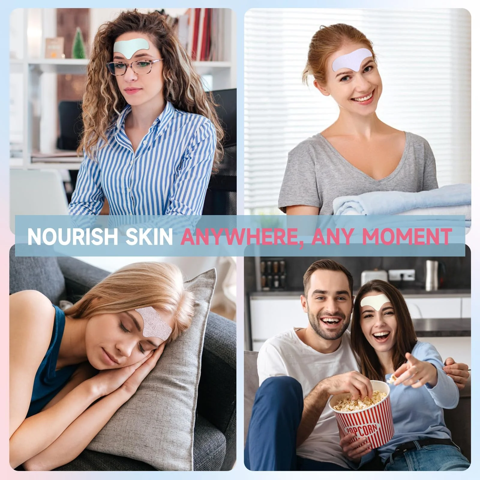 kindshine 40PCS Forehead Wrinkle Patches, Forehead Face Masks, Anti Wrinkle Facial Patches with Hyaluronic Acid & Collagen, Overnight Forehead Patches for Wrinkles Smoothing - Image 3