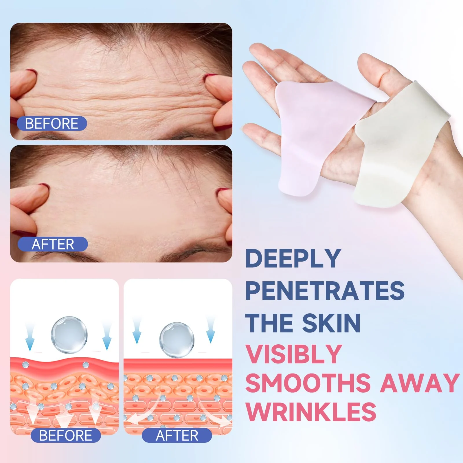 kindshine 40PCS Forehead Wrinkle Patches, Forehead Face Masks, Anti Wrinkle Facial Patches with Hyaluronic Acid & Collagen, Overnight Forehead Patches for Wrinkles Smoothing - Image 5