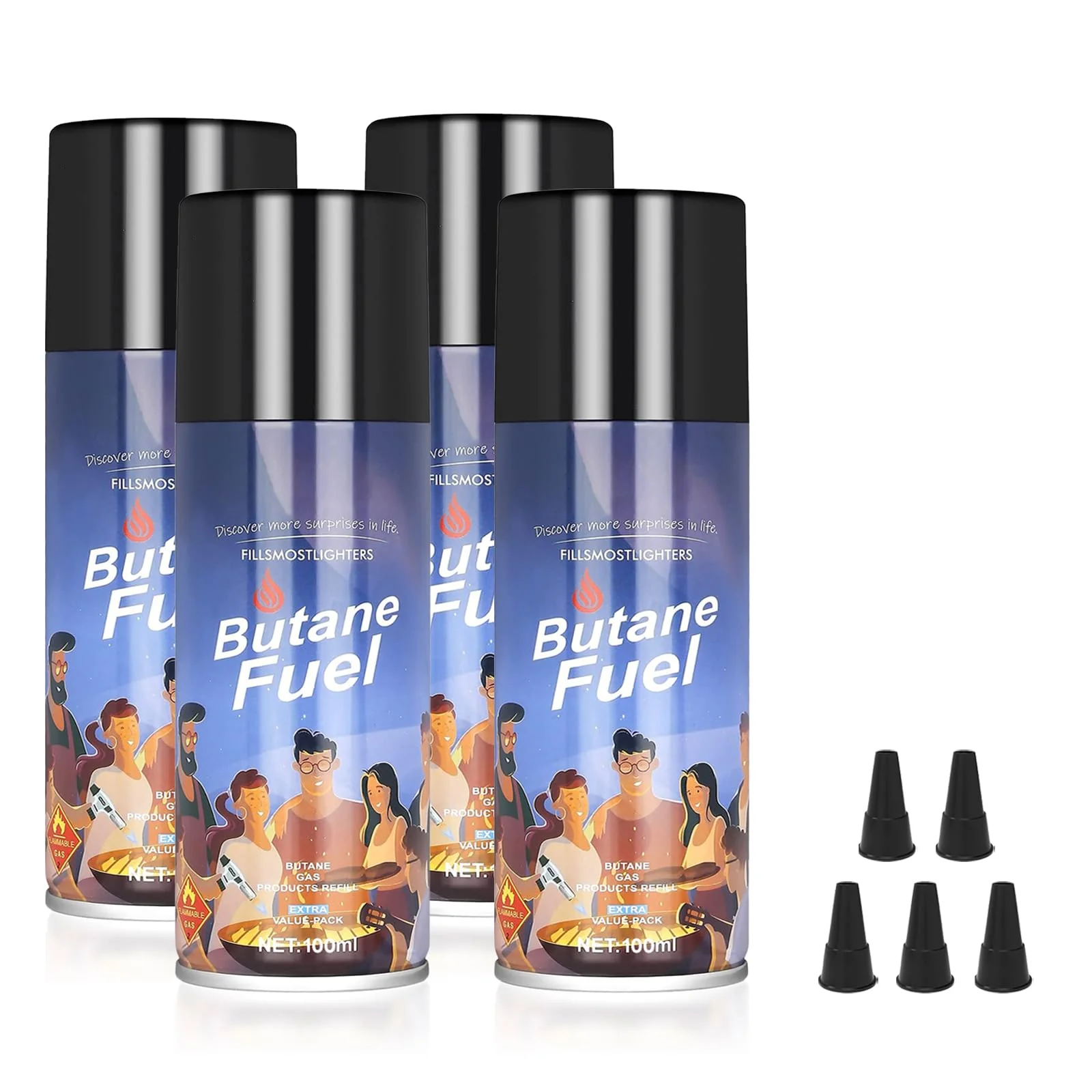 KinetiFire Premium Butane Refill with 0 Impurities, Premium Quality Butane Fuel for Jet Flame Lighters and Torches, 1.9oz (100ml), 4 Pack