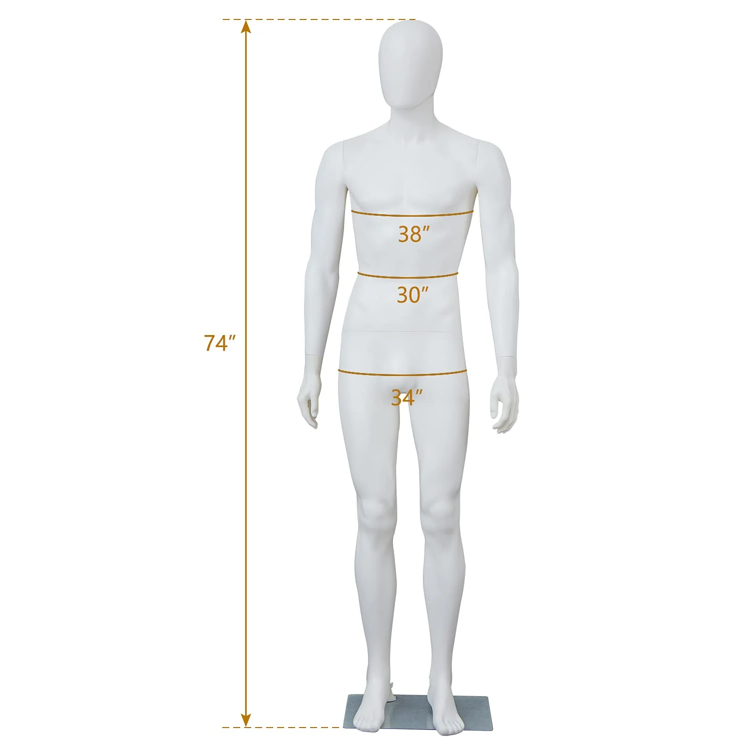 Kinfant 6Ft Male Mannequin Dress Form Display - Manikin Torso Stand Realistic Full Body Mannequin for Retail Clothing Shops, Halloween Christmas Cosplay, White - Image 3