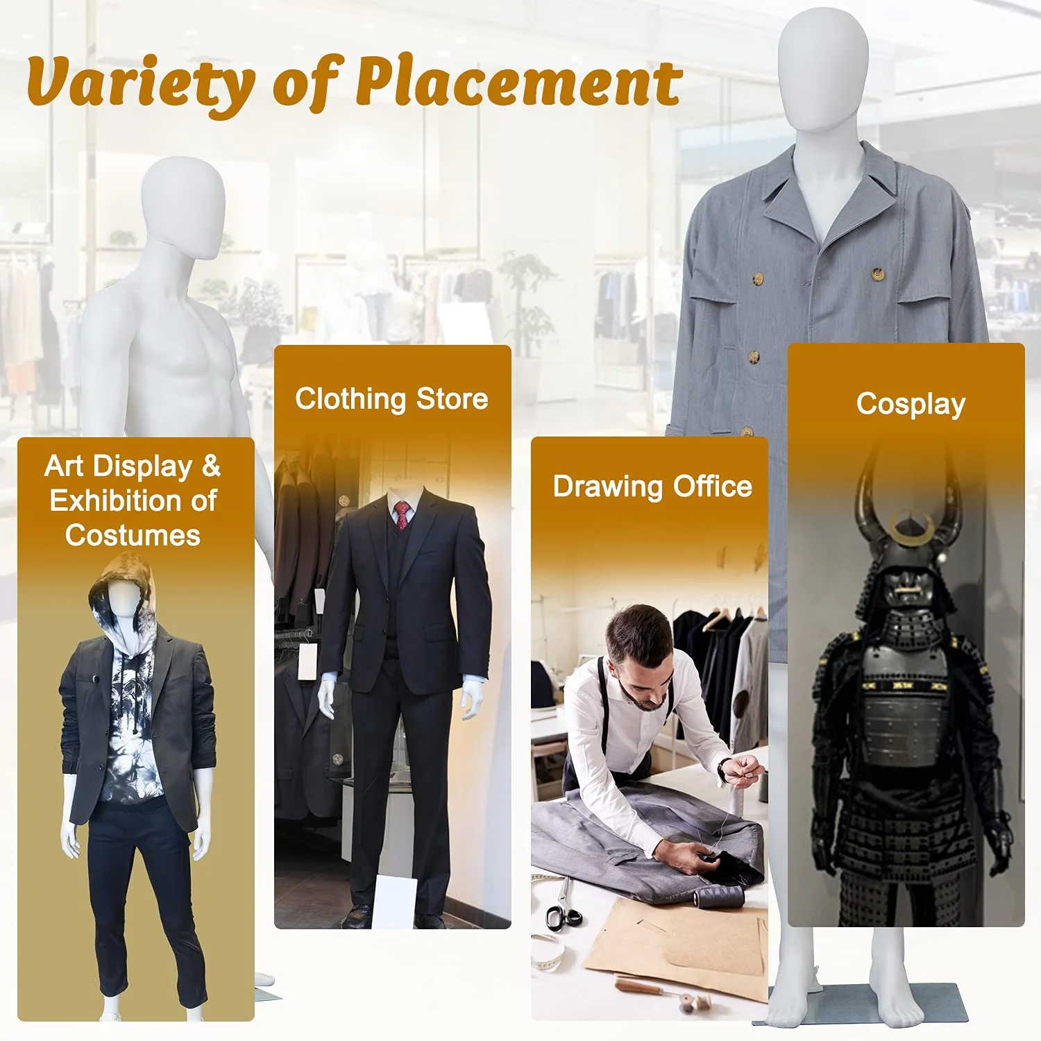 Kinfant 6Ft Male Mannequin Dress Form Display - Manikin Torso Stand Realistic Full Body Mannequin for Retail Clothing Shops, Halloween Christmas Cosplay, White - Image 8