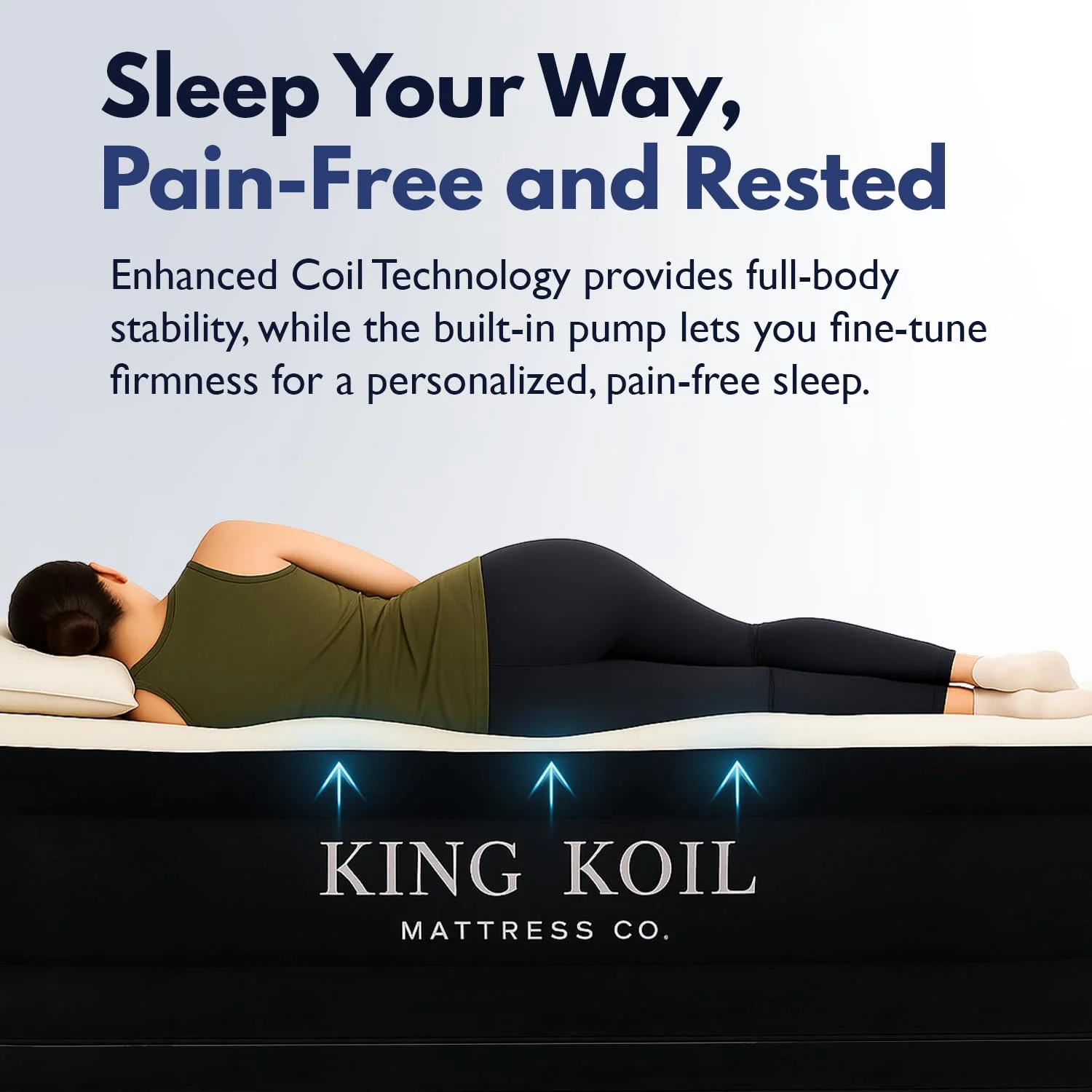 King Koil Luxury Pillow Top Plush Queen Air Mattress with Built-in High-Speed Pump Best for Home, Camping, Guests, 20" Queen Size Double Airbed Adjustable Blow Up Mattress, Waterproof, 1-Year Warranty - Image 5