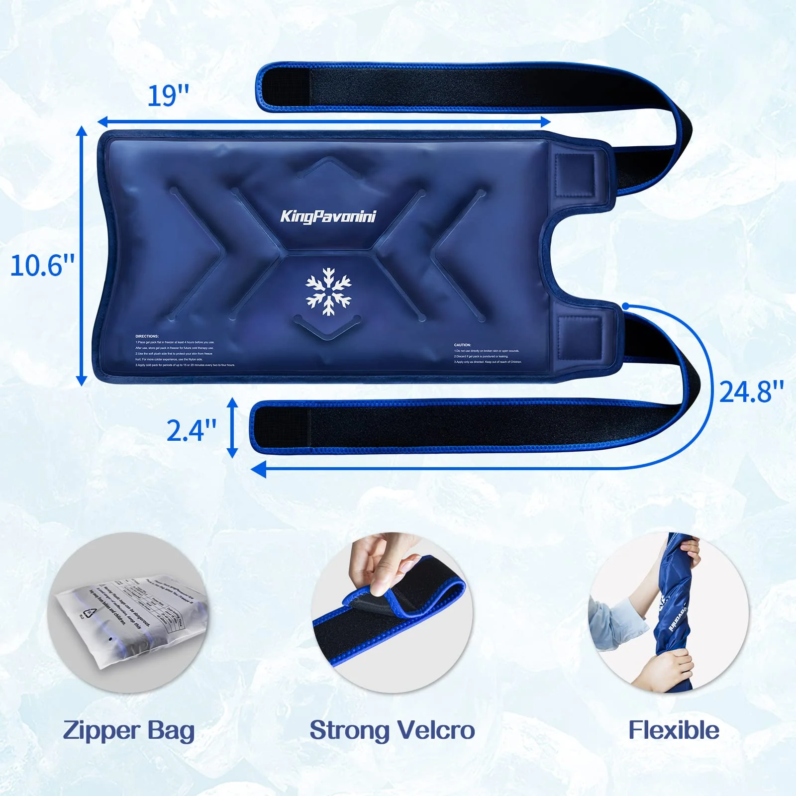 KingPavonini XXL Knee Ice Pack Wrap Around Entire Knee After Surgery, Large Reusable Gel Ice Pack for Injuries, Pain Relief, Swelling, Sports Injuries, 1 Pack (Blue) - Image 6