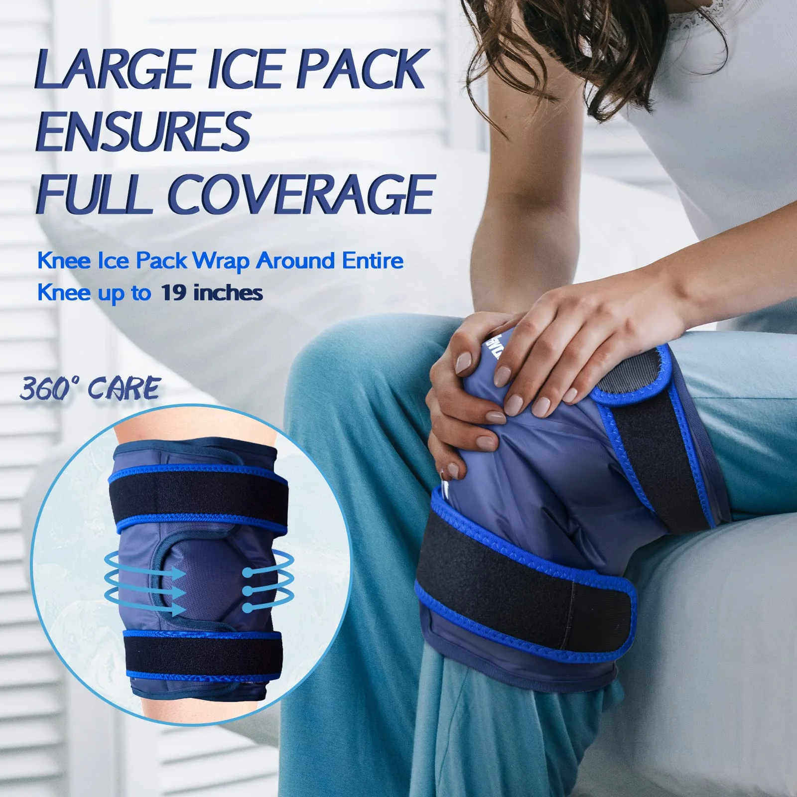 KingPavonini XXL Knee Ice Pack Wrap Around Entire Knee After Surgery, Large Reusable Gel Ice Pack for Injuries, Pain Relief, Swelling, Sports Injuries, 1 Pack (Blue) - Image 7