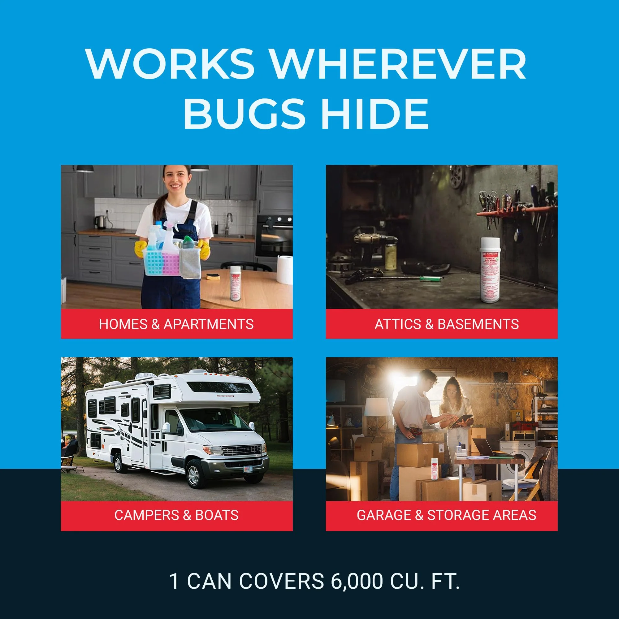 Kinzua Environmental Punch Bug Bomb, Insect Fogger Kills All Mosquito, Cockroach, Flea, Ant, Spider & More, Insect Foggers for Indoor & Outdoor Use, Non-Staining, Water-Base Formula, 6 oz, Pack of 3 - Image 5