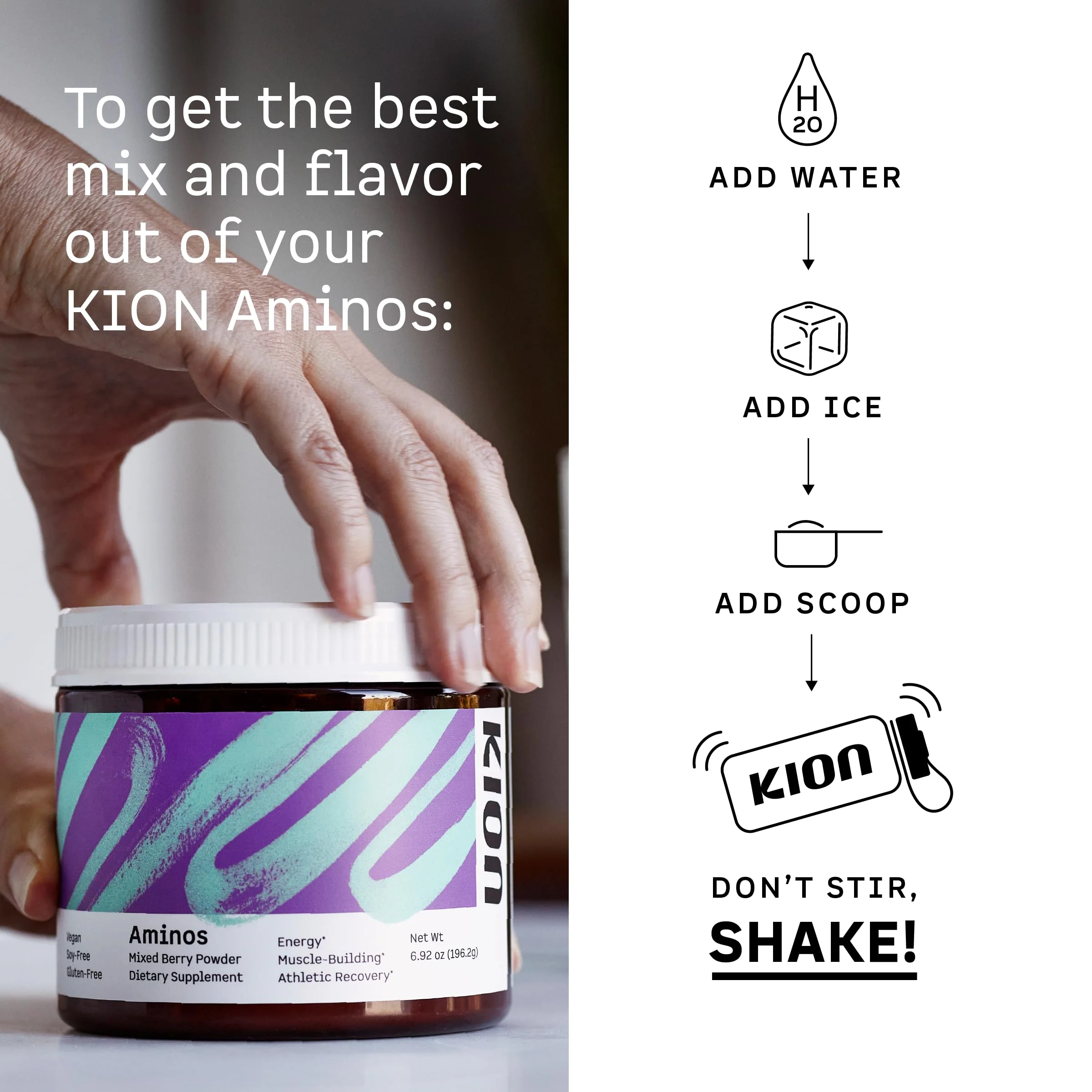Kion Aminos Essential Amino Acids Powder - Essential Amino Acids Supplement for Muscle Recovery, Essential Amino Energy, EAAs Amino Acids Powder, BCAA EAA, BCAAs Amino Acids - 30 Servings, Watermelon - Image 5