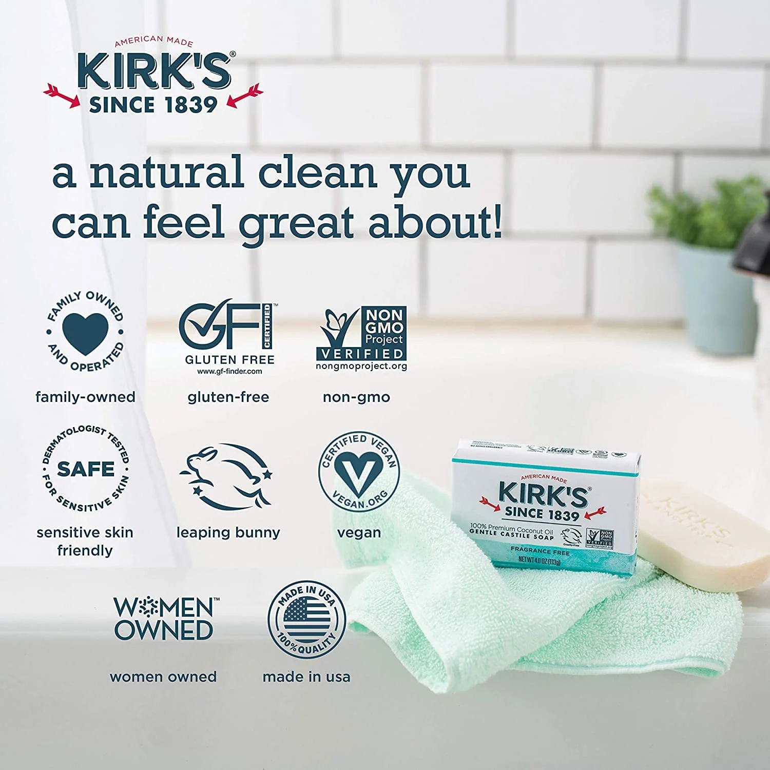 Kirk's Original Coco Castile Soap Fragrance Free 4 oz (Multi-Pack) - Image 5