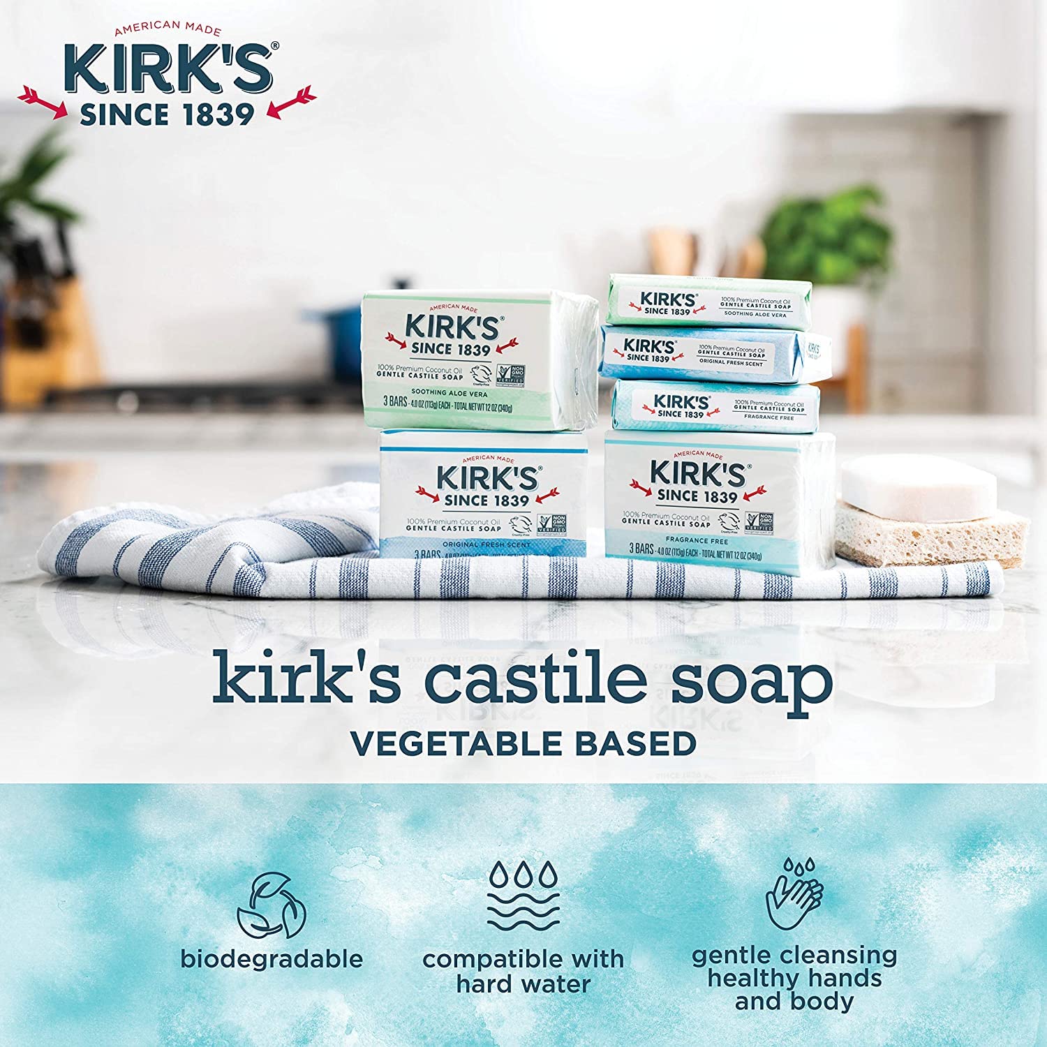 Kirk's Original Coco Castile Soap Fragrance Free 4 oz (Multi-Pack) - Image 7