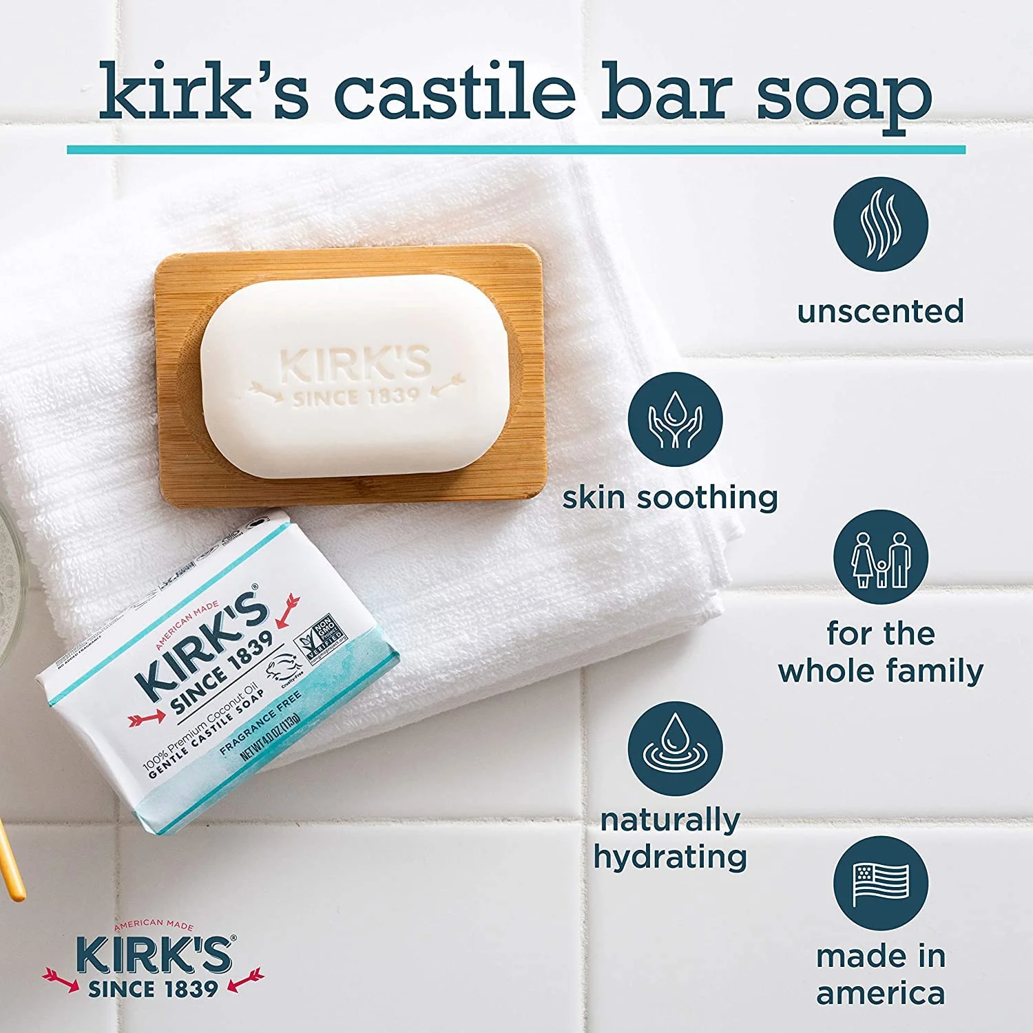 Kirk's Original Coco Castile Soap Fragrance Free 4 oz (Multi-Pack) - Image 9