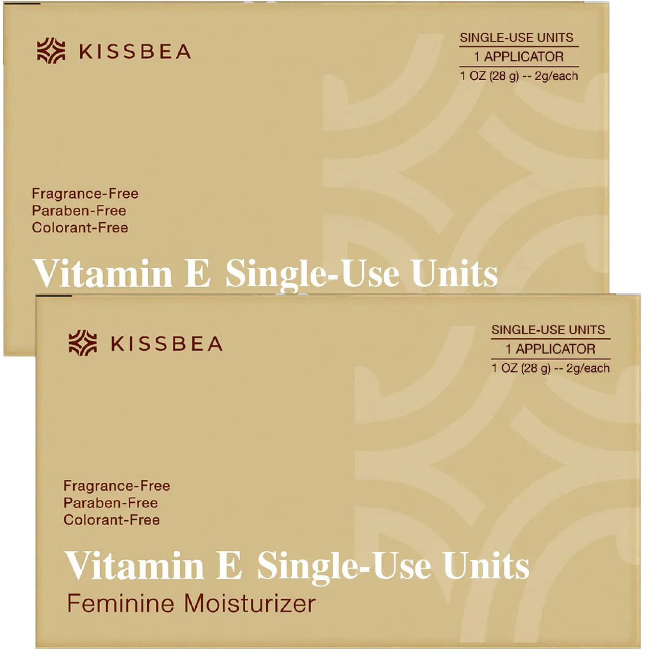 Kissbea Natural Vitamin E Feminine Moisturizer for Women – Daily External Intimate Care with Coconut Oil, Shea Butter & Squalane – Fragrance-Free, Hormone-Free – 2 Pack (14 Count Each)