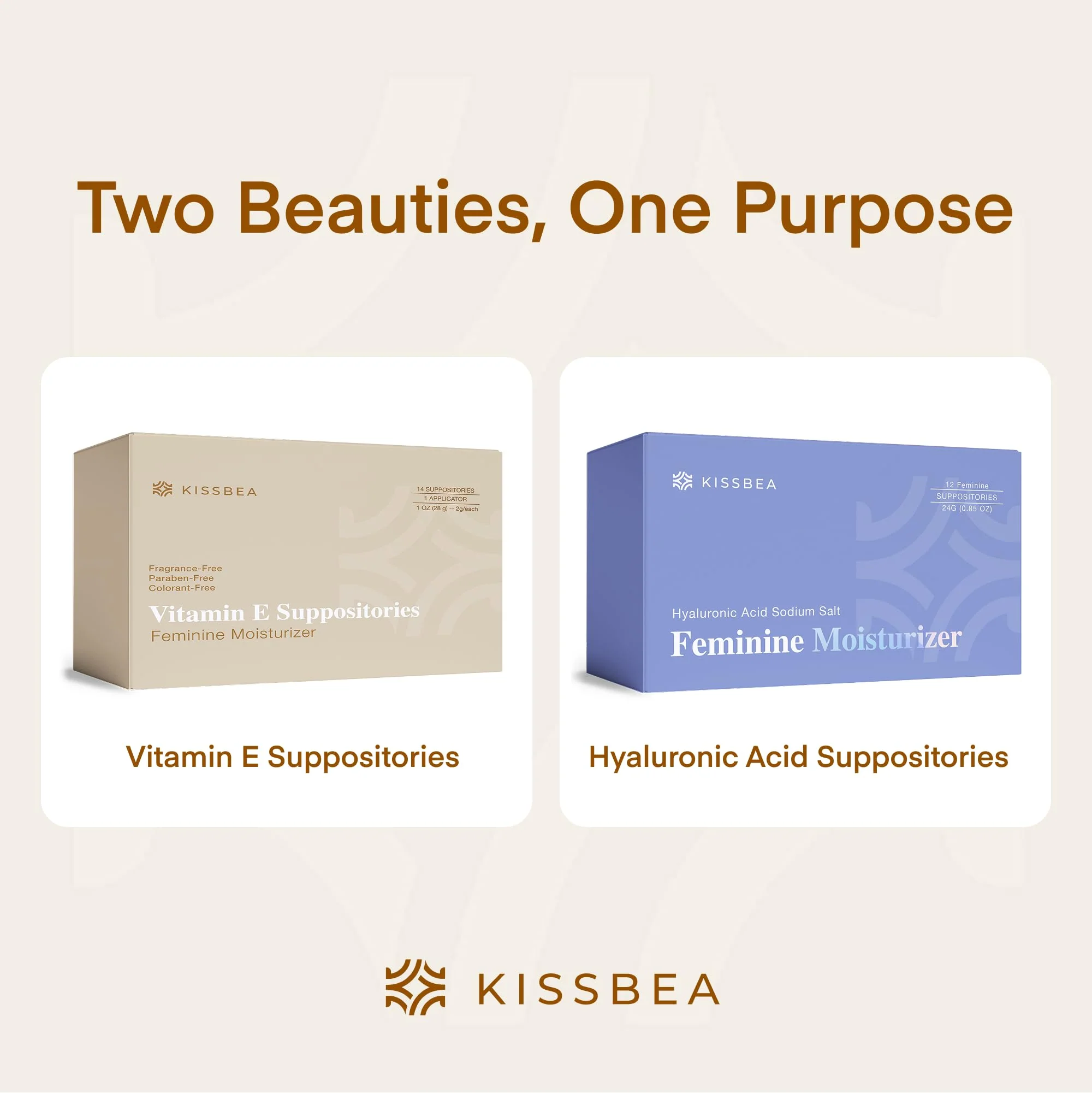 Kissbea Natural Vitamin E Feminine Moisturizer for Women – Daily External Intimate Care with Coconut Oil, Shea Butter & Squalane – Fragrance-Free, Hormone-Free – 2 Pack (14 Count Each) - Image 2