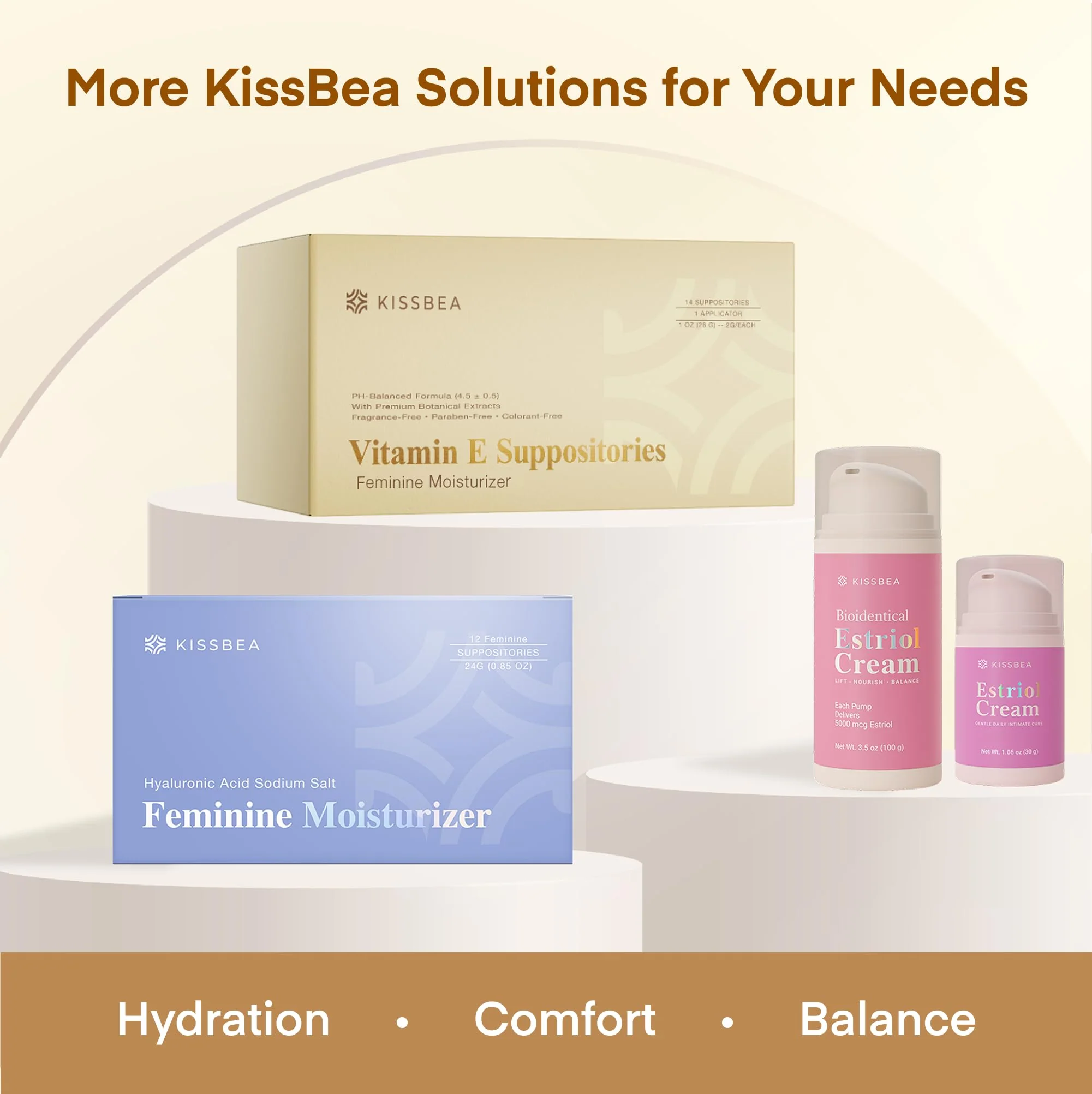 Kissbea Natural Vitamin E Feminine Moisturizer for Women – Daily External Intimate Care with Coconut Oil, Shea Butter & Squalane – Fragrance-Free, Hormone-Free – 2 Pack (14 Count Each) - Image 3