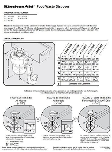 Kitchen Aid (84211643) KCDB250G 1/2 HP Continuous Feed Garbage Disposal - Image 2