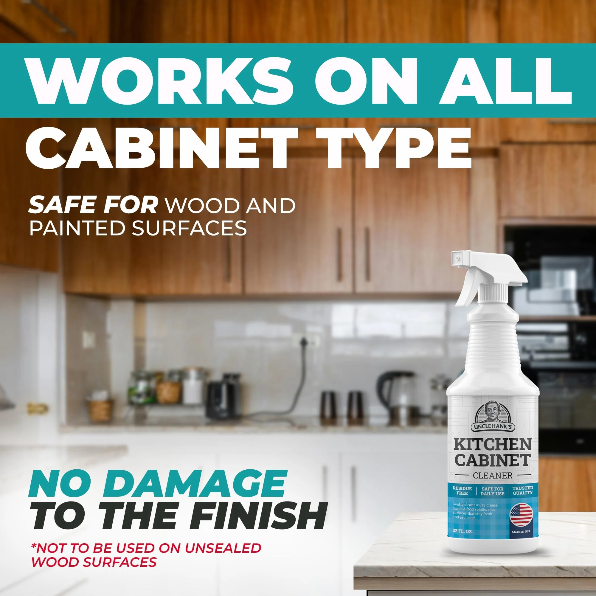 Kitchen Cabinet Cleaner – Gentle, Residue-Free and Effective Everyday Degreaser & Grime Remover for Wood, Painted and Finished Furniture - Complete with Cleaning Brush & Cabinet Cleaner Spray 32oz - Image 7