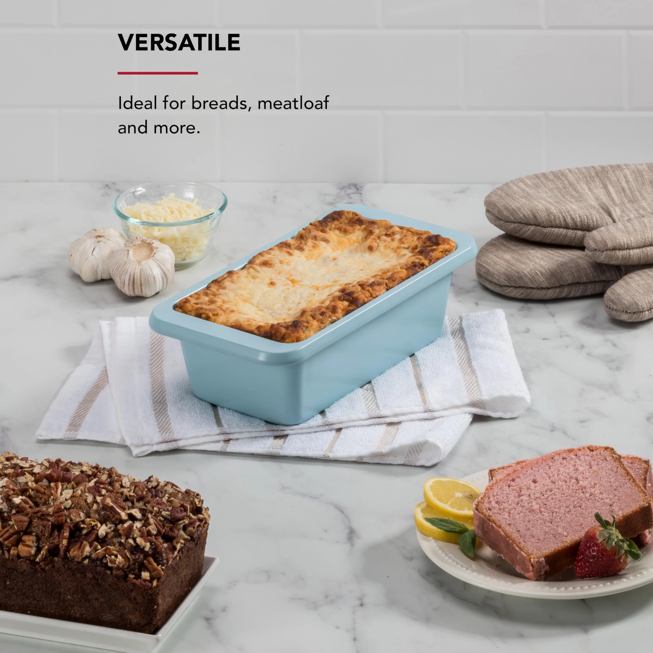 KitchenAid Nonstick Swiss Engineered Aluminized Steel Loaf Pan, Dishwasher Safe, 9 x 5 Inch, Mineral Water - Image 5