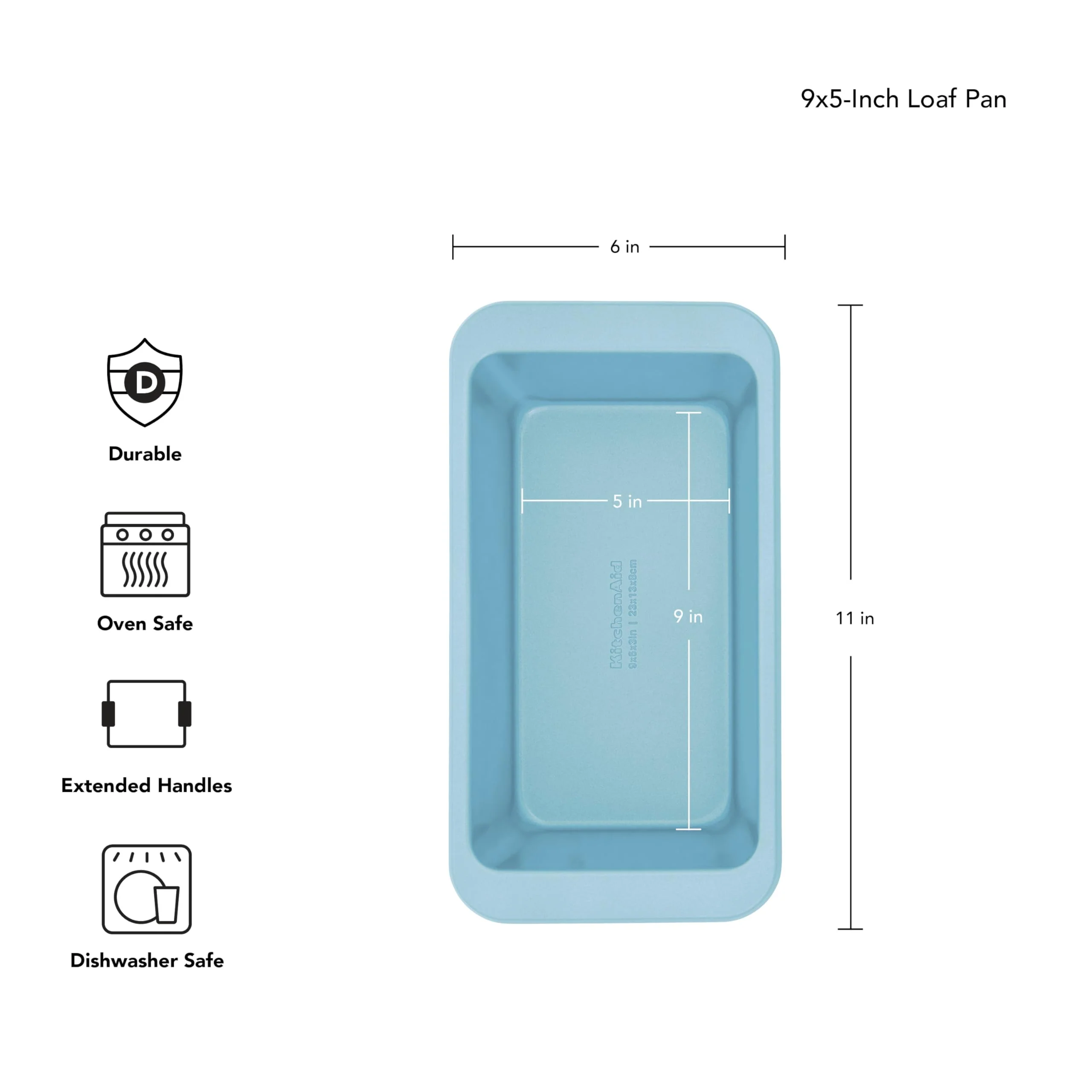 KitchenAid Nonstick Swiss Engineered Aluminized Steel Loaf Pan, Dishwasher Safe, 9 x 5 Inch, Mineral Water - Image 7