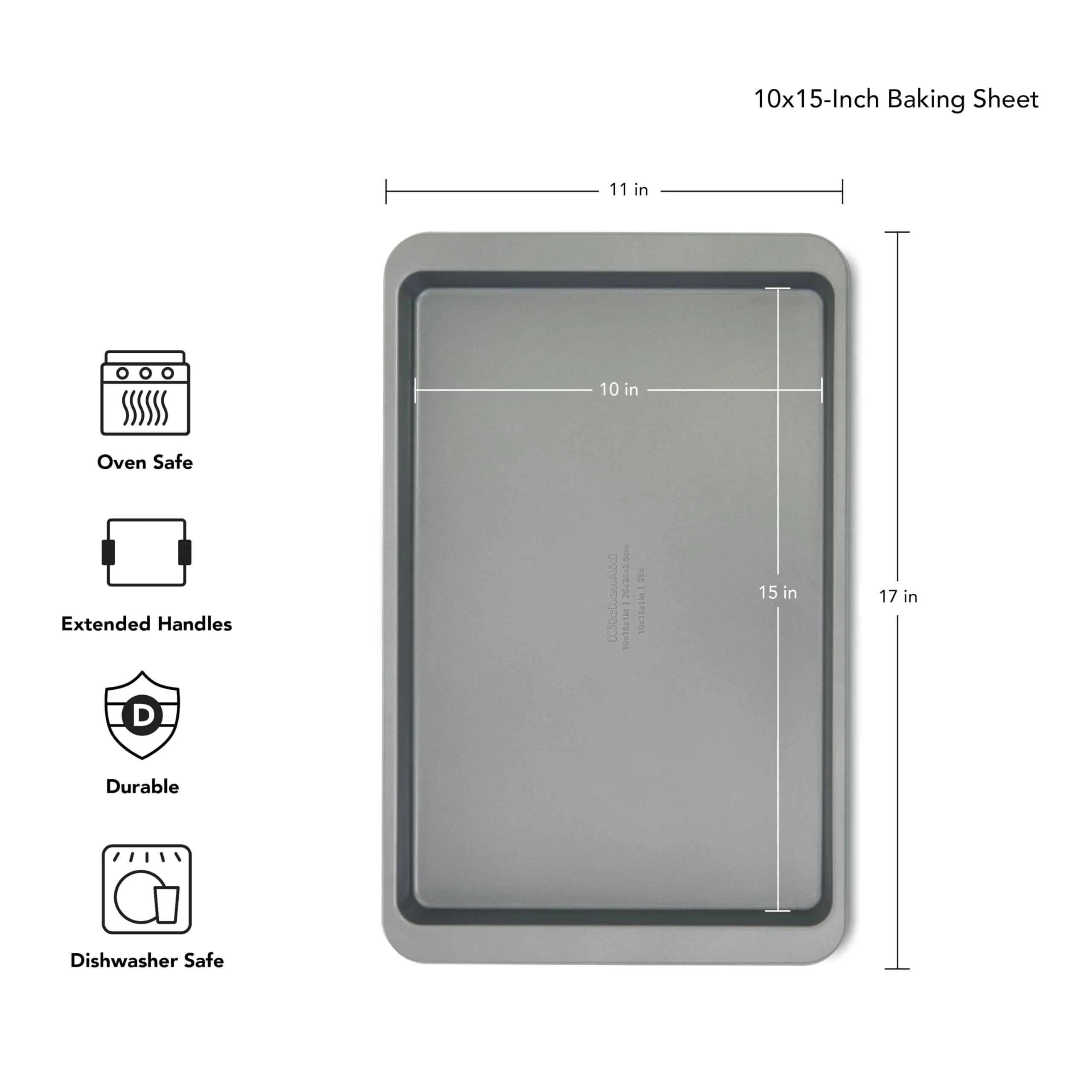 KitchenAid Premium Aluminized Steel Baking Sheet, Nonstick, 10x15 Inch, Contour Silver (Pack of 6) - Image 8