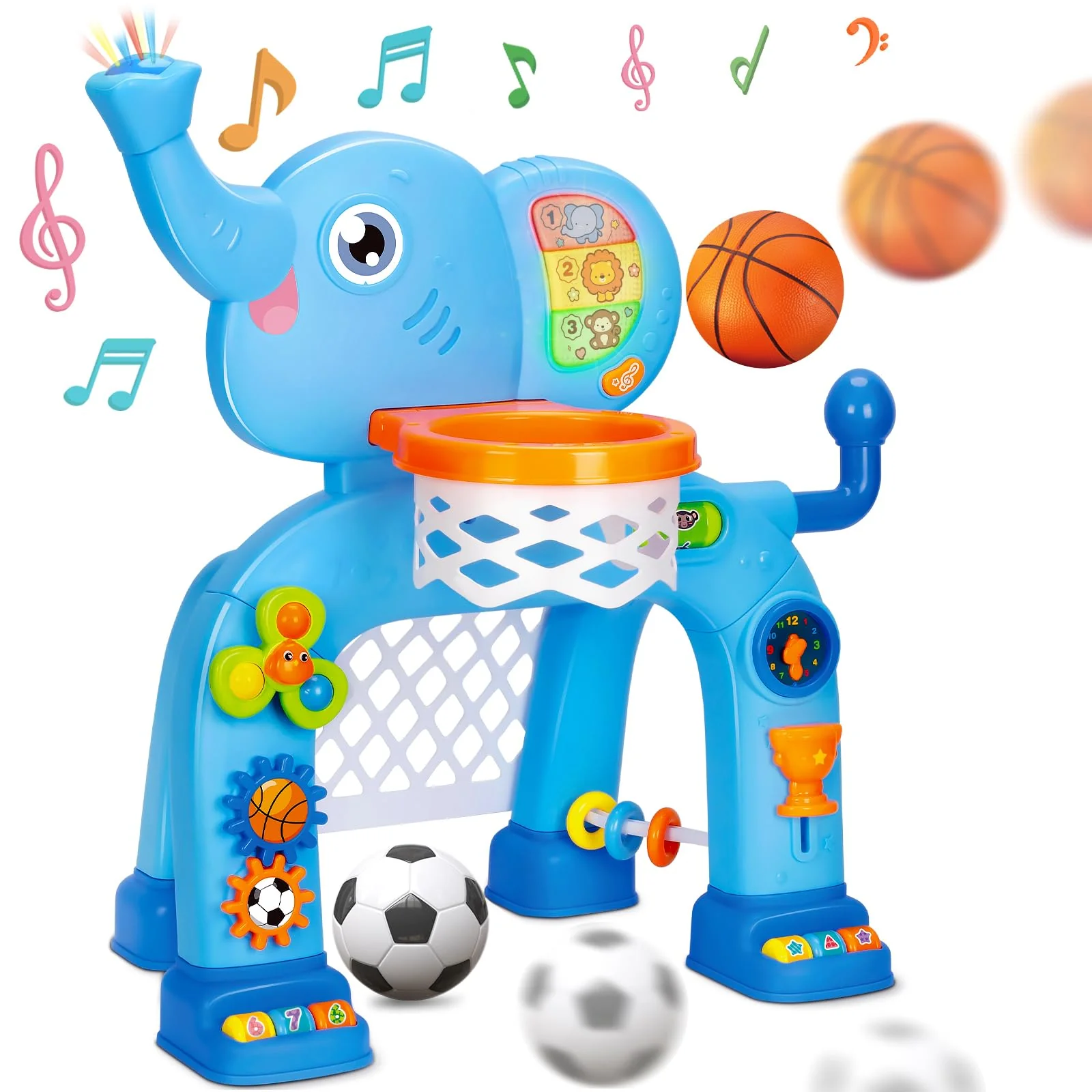 KIZZYEA Toys for 1 2 3 Years Old Boys Girls, Toddler Basketball Hoop & Soccer Goal, Montessori Toy, Interactive Musical Sports Toys with Light, Christmas Birthday Gifts for Baby Kids Age 12-18 Months - Image 2