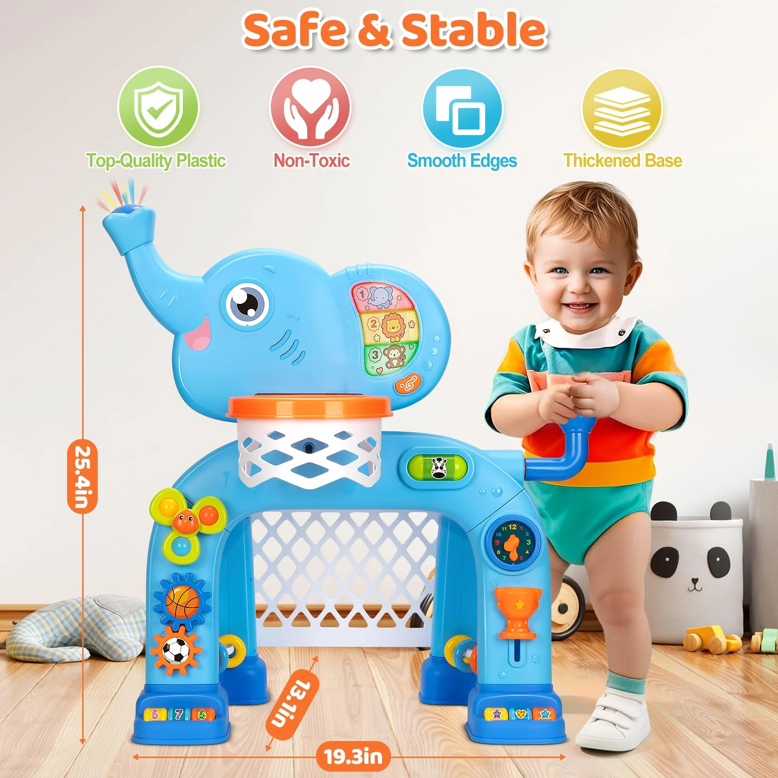 KIZZYEA Toys for 1 2 3 Years Old Boys Girls, Toddler Basketball Hoop & Soccer Goal, Montessori Toy, Interactive Musical Sports Toys with Light, Christmas Birthday Gifts for Baby Kids Age 12-18 Months - Image 4