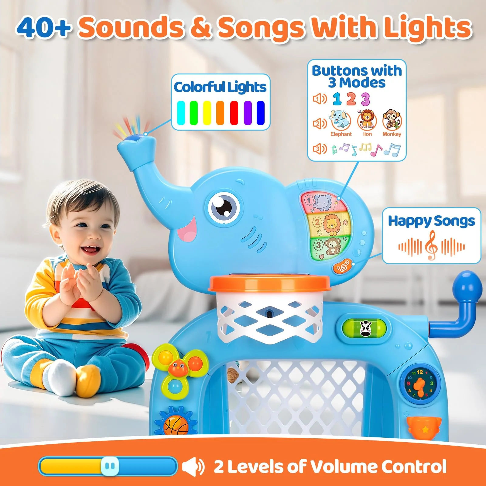 KIZZYEA Toys for 1 2 3 Years Old Boys Girls, Toddler Basketball Hoop & Soccer Goal, Montessori Toy, Interactive Musical Sports Toys with Light, Christmas Birthday Gifts for Baby Kids Age 12-18 Months - Image 9