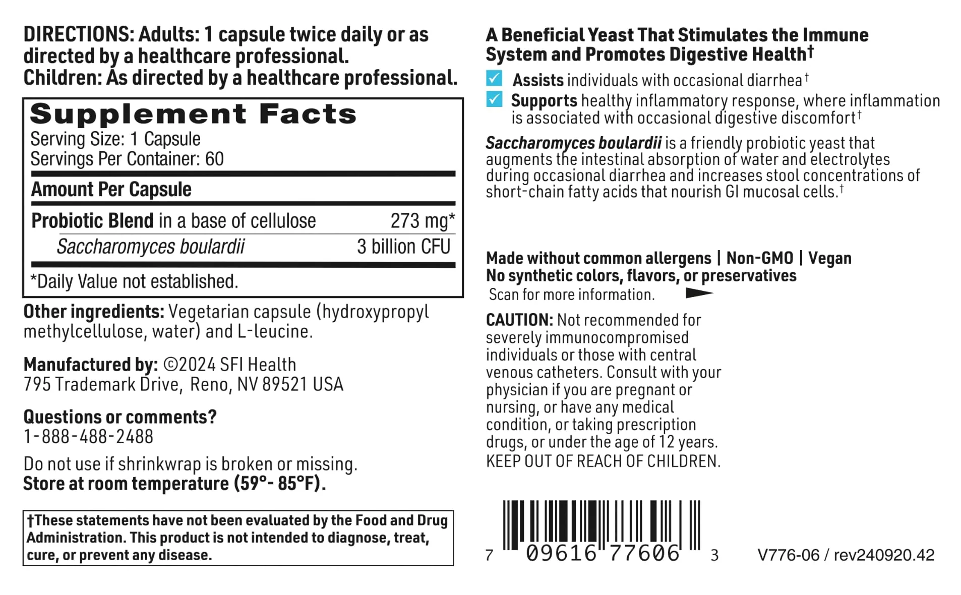 Klaire Labs SFI Health Saccharomyces Boulardii Gut Probiotics for Women & Men - 5 Billion CFU Yeast Probiotics for Digestive Health, Immune Support & Diarrhea Relief (60 ct) - Image 5