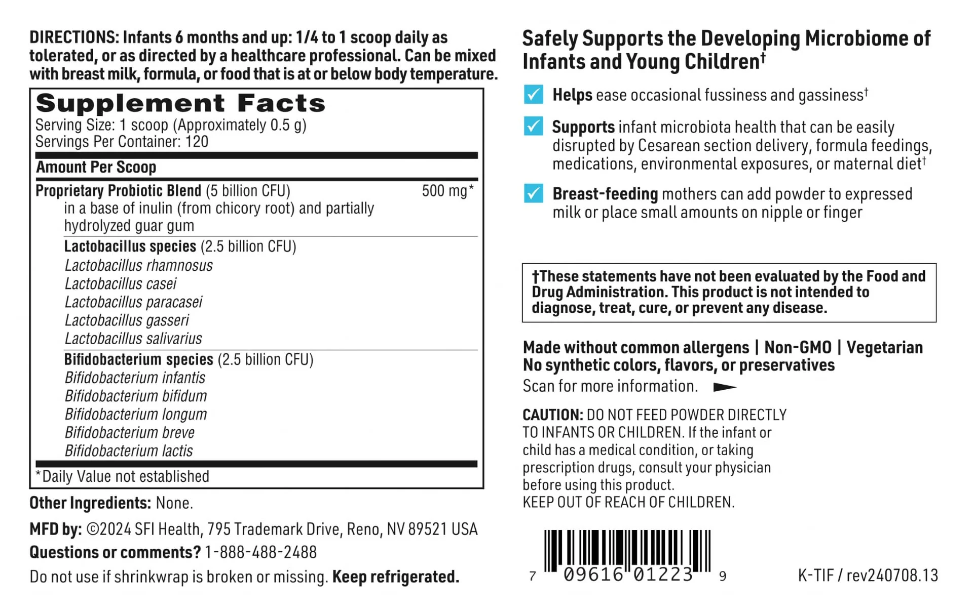 Klaire Labs SFI Health Ther-Biotic Baby Probiotic Powder - Probiotics for Kids with 10-Strains - 5 Billion CFU Infant Probiotic for Digestive Health and Immune Support (120 ct) - Image 5