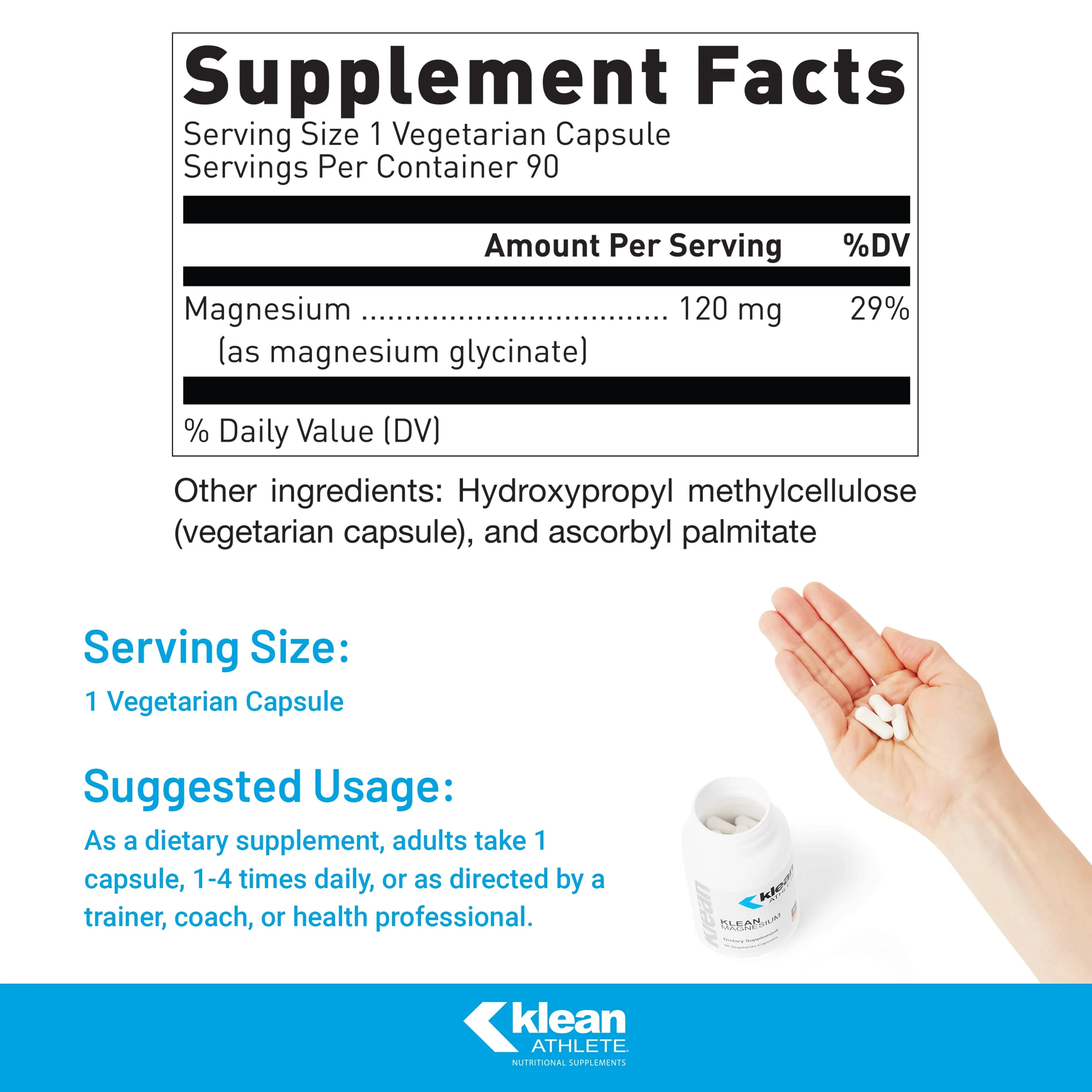 Klean ATHLETE Klean Magnesium | Supports Ability to Produce and Utilize Energy (ATP), Contract and Relax Muscles and Improves Recovery Time* | NSF Certified for Sport | 90 Vegetarian Capsules - Image 9