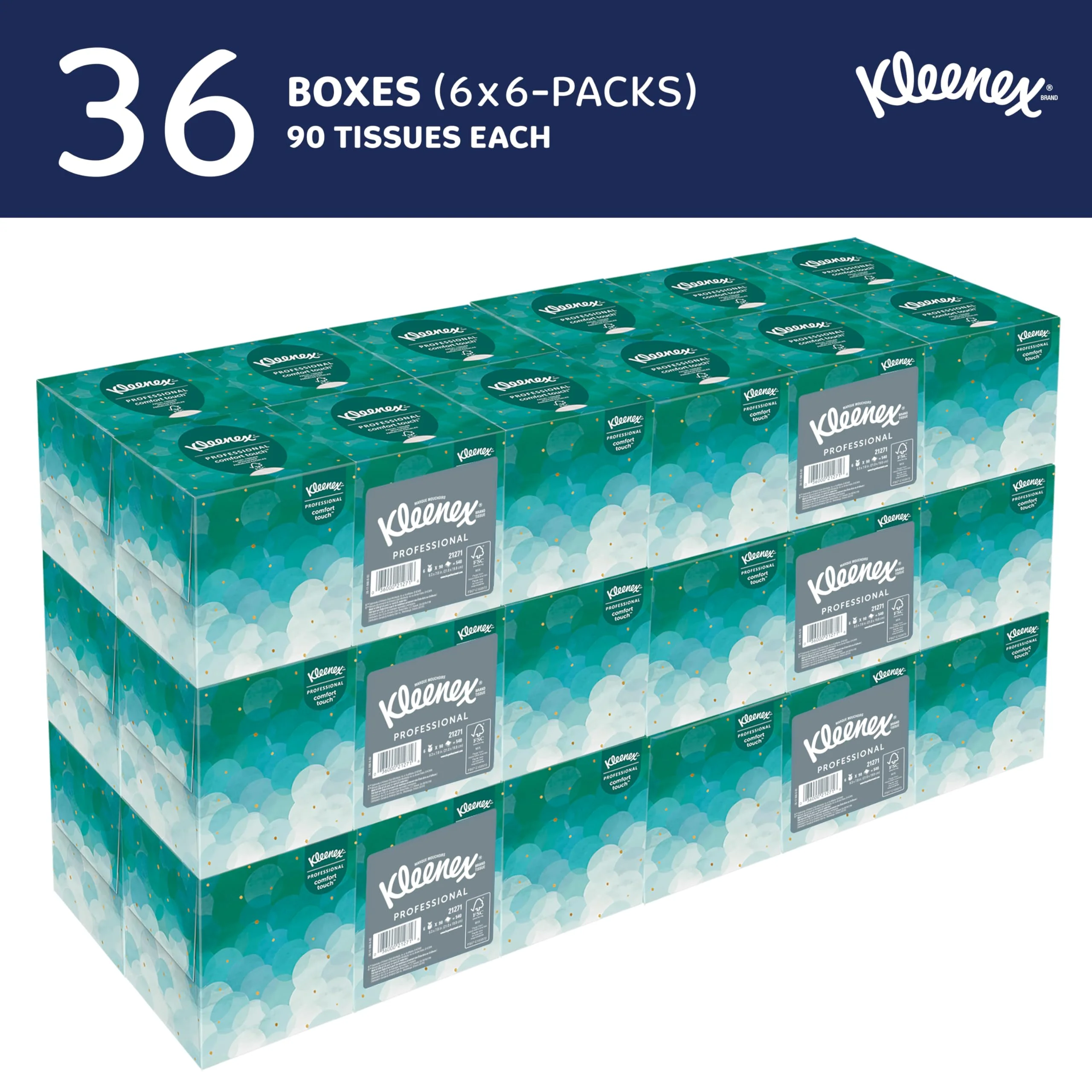 Kleenex® Professional Facial Tissue, Bulk (21271), 2-Ply, White, Upright Cube Boxed Format, Designed for Business (90 Tissues/Box, 6 Bundles of 6 Boxes, 3,240 Sheets/Case) - Image 10
