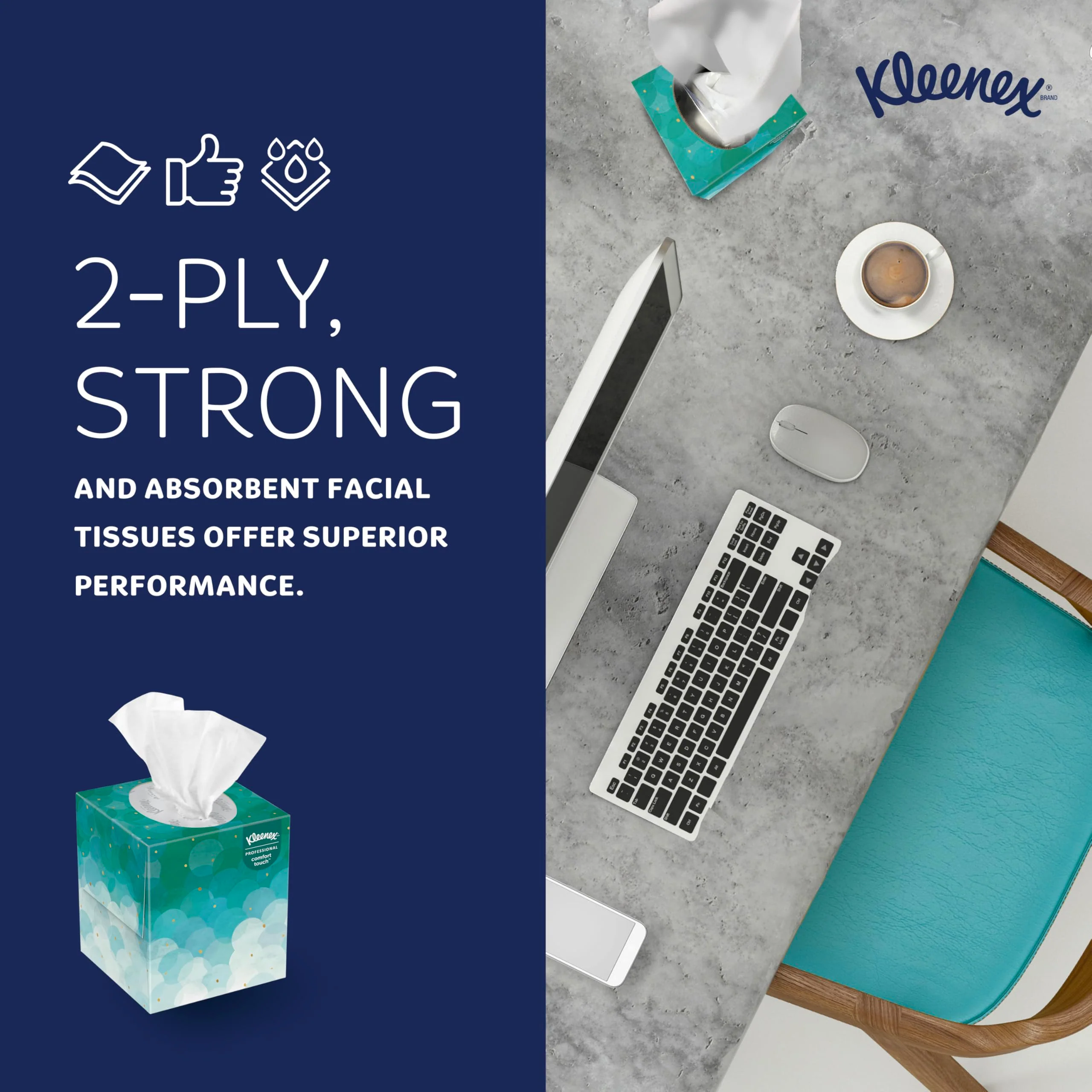 Kleenex® Professional Facial Tissue, Bulk (21271), 2-Ply, White, Upright Cube Boxed Format, Designed for Business (90 Tissues/Box, 6 Bundles of 6 Boxes, 3,240 Sheets/Case) - Image 7