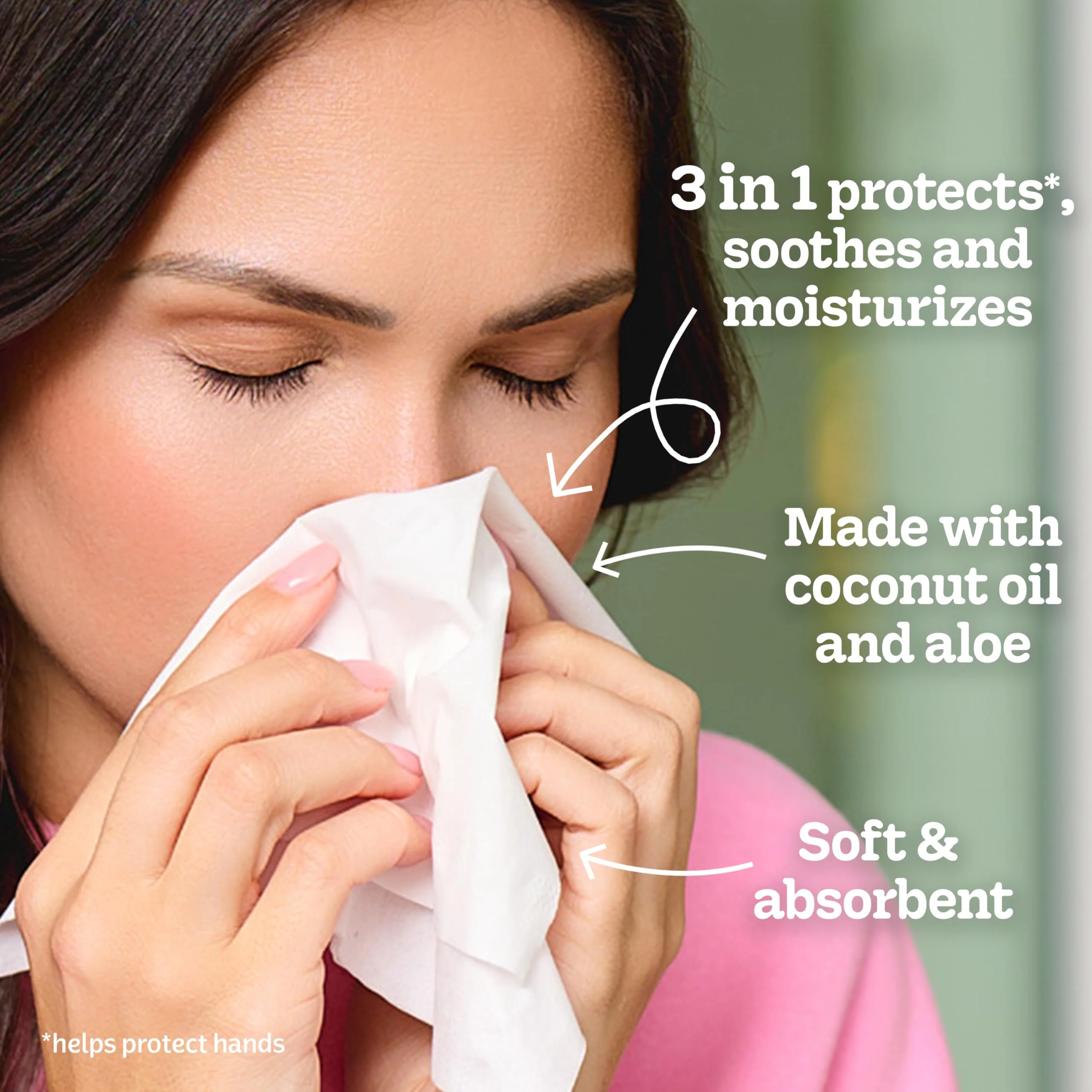 Kleenex Lotion Facial Tissues with Coconut Oil, 4 Cube Boxes, 60 Tissues Per Box, 3-Ply - Image 2