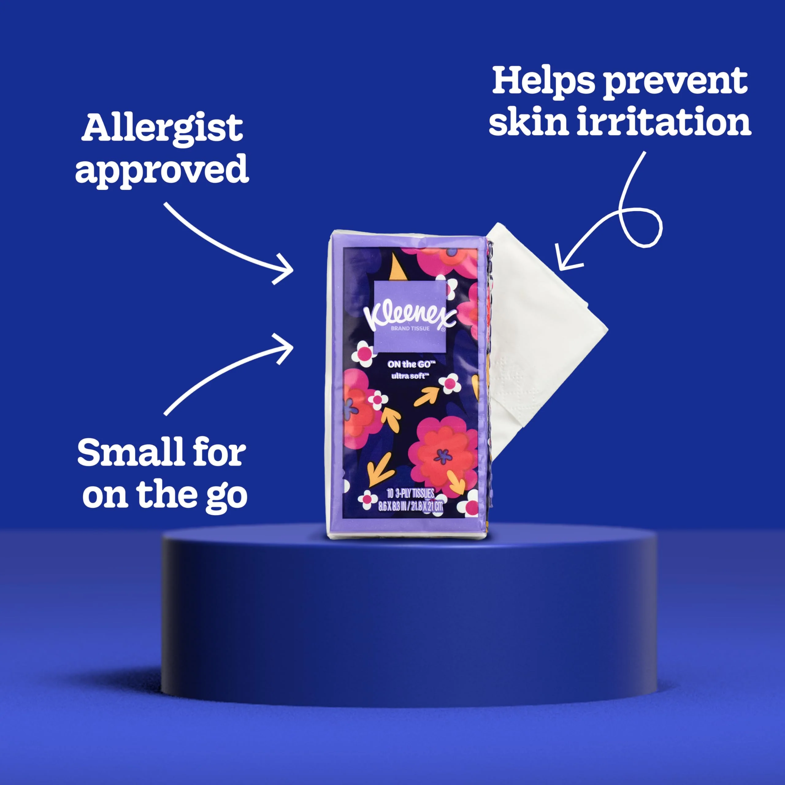 Kleenex On-The-Go Facial Tissues, 72 On-The-Go Packs (3 Trays of 24 Packs), 10 Tissues per Box (720 Total), 3-Ply, Packaging May Vary - Image 8