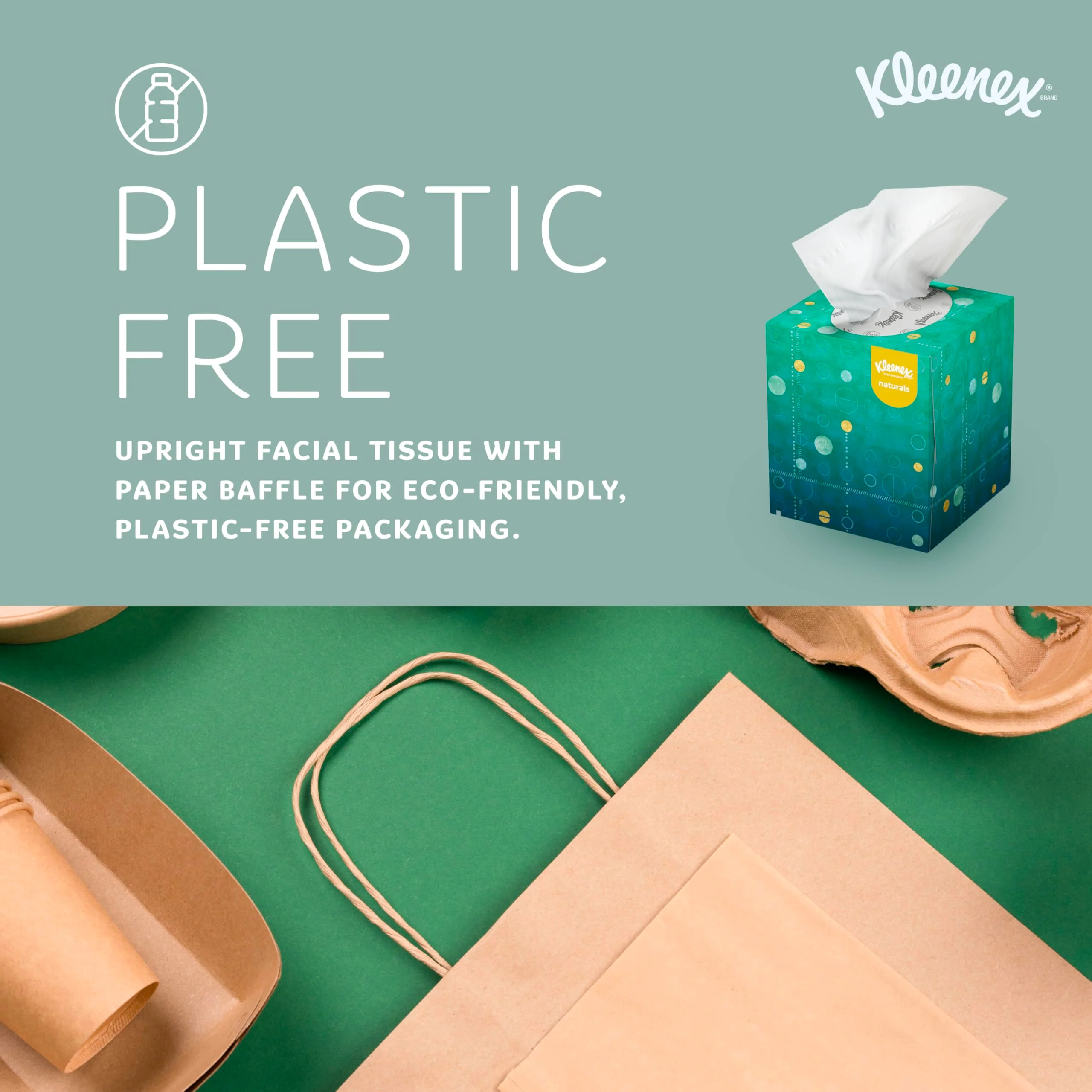 Kleenex Professional Naturals Facial Tissue with Plastic-Free Eco Packaging, Bulk (56027), 2-Ply, White, Upright Cube Boxed Format, Designed for Business (90 Tissues/Box, 36 Boxes, 3,240 Sheets/Case) - Image 6