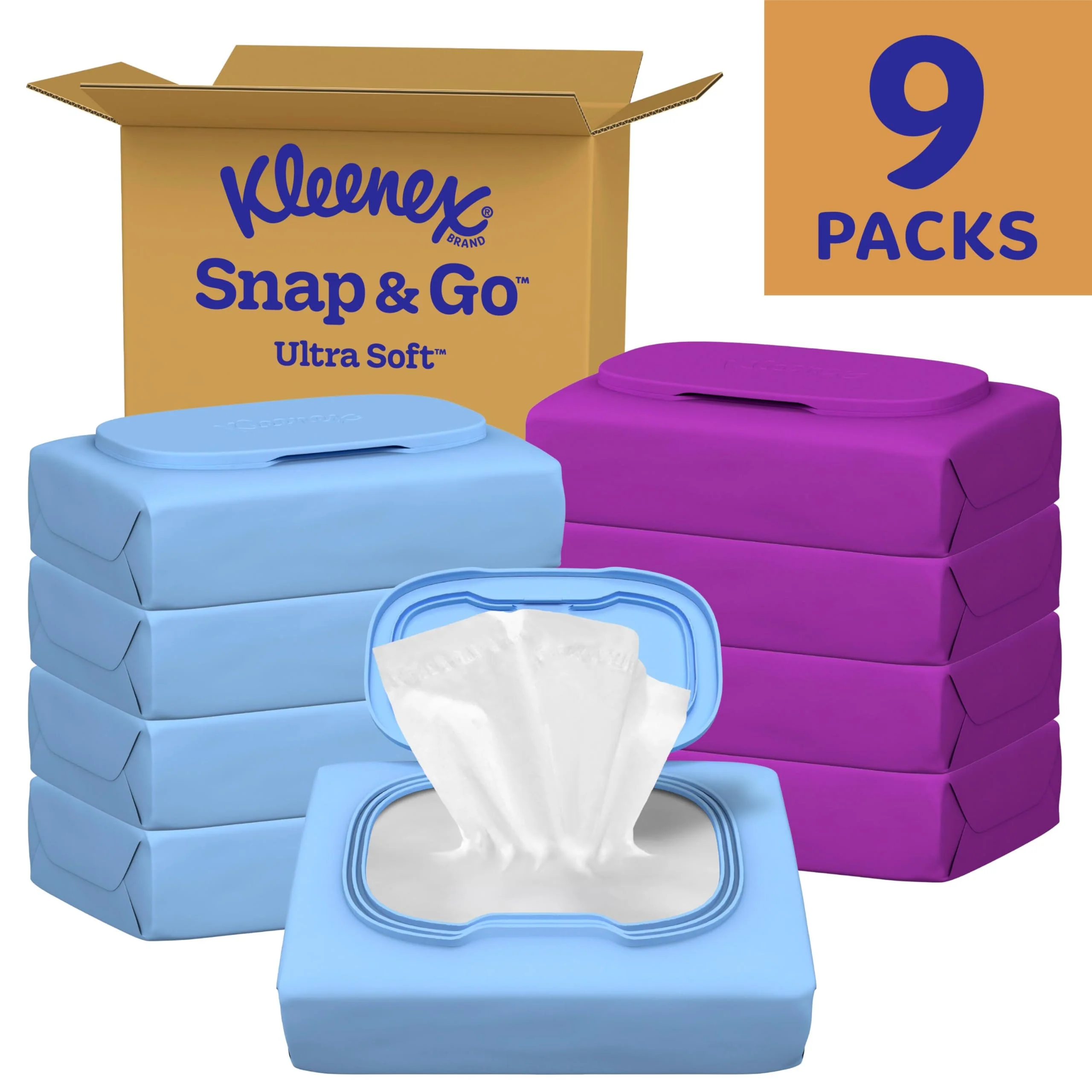 Kleenex Snap & Go Ultra Soft Facial Tissues, 9 On-the-Go Packs, 25 Tissues per Pack, 3-Ply, Packaging May Vary - Image 2