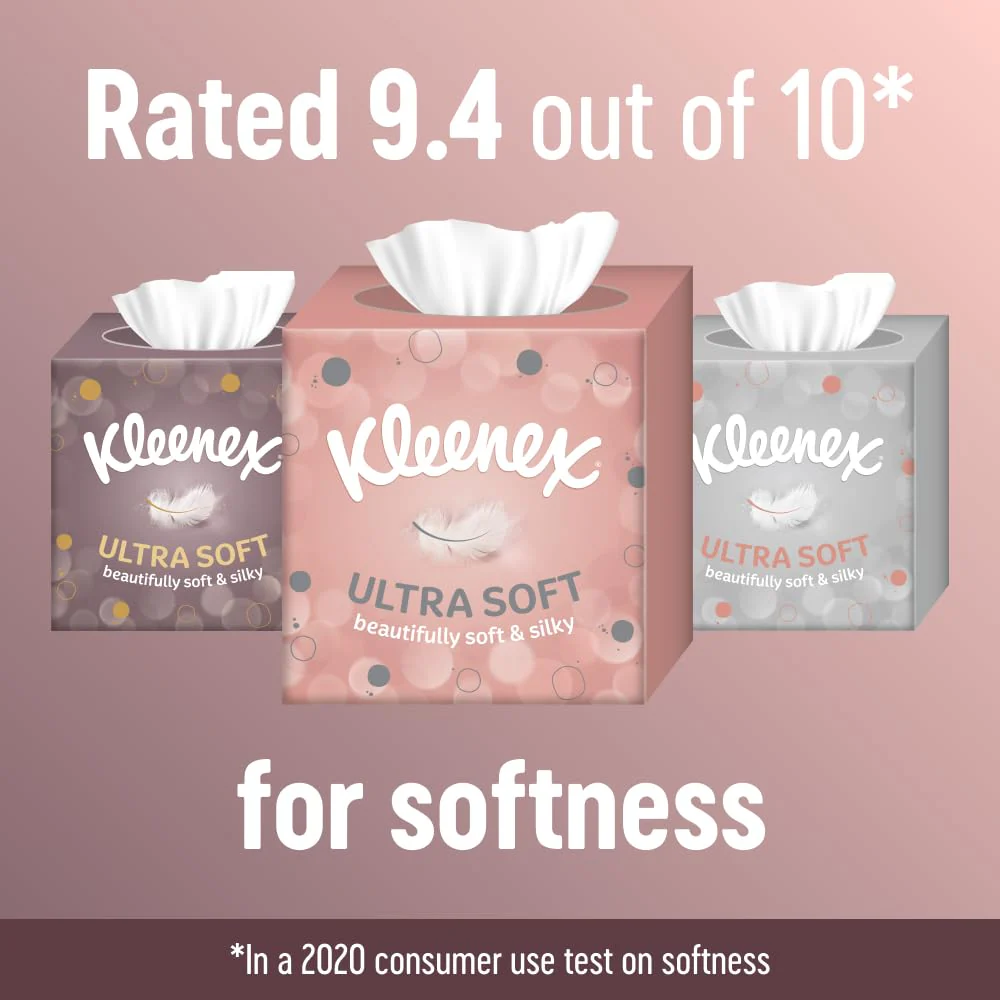 Kleenex Ultra Soft Facial Tissues - Pack of 12 Cube Tissue Boxes - Image 3