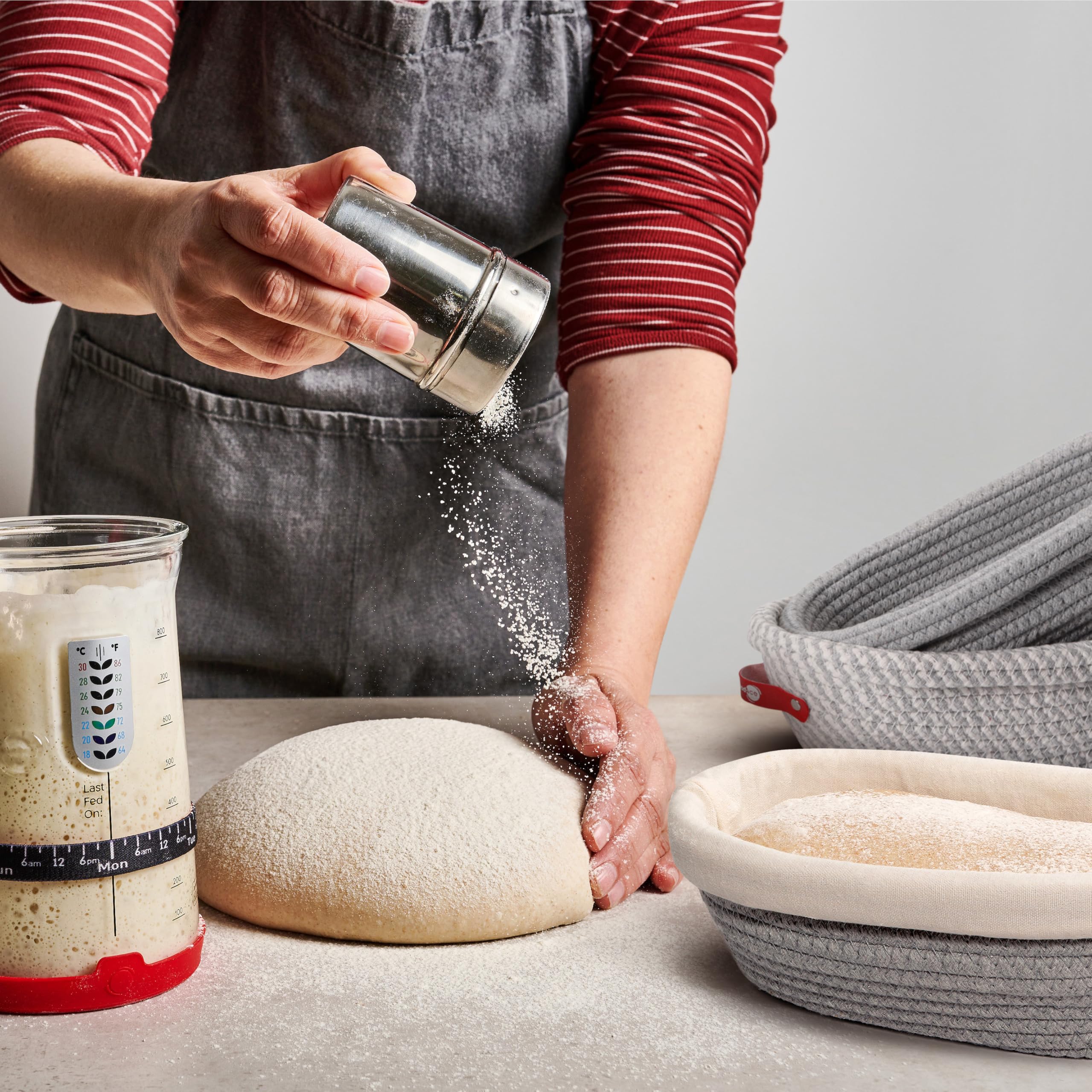 KneadAce Cotton Rope Banneton Bread Proofing Basket Set, 2 x Oval Bread Basket with Liners & Covers for Artisan Bread Baking, Sourdough Bread Baking Supplies - Image 2