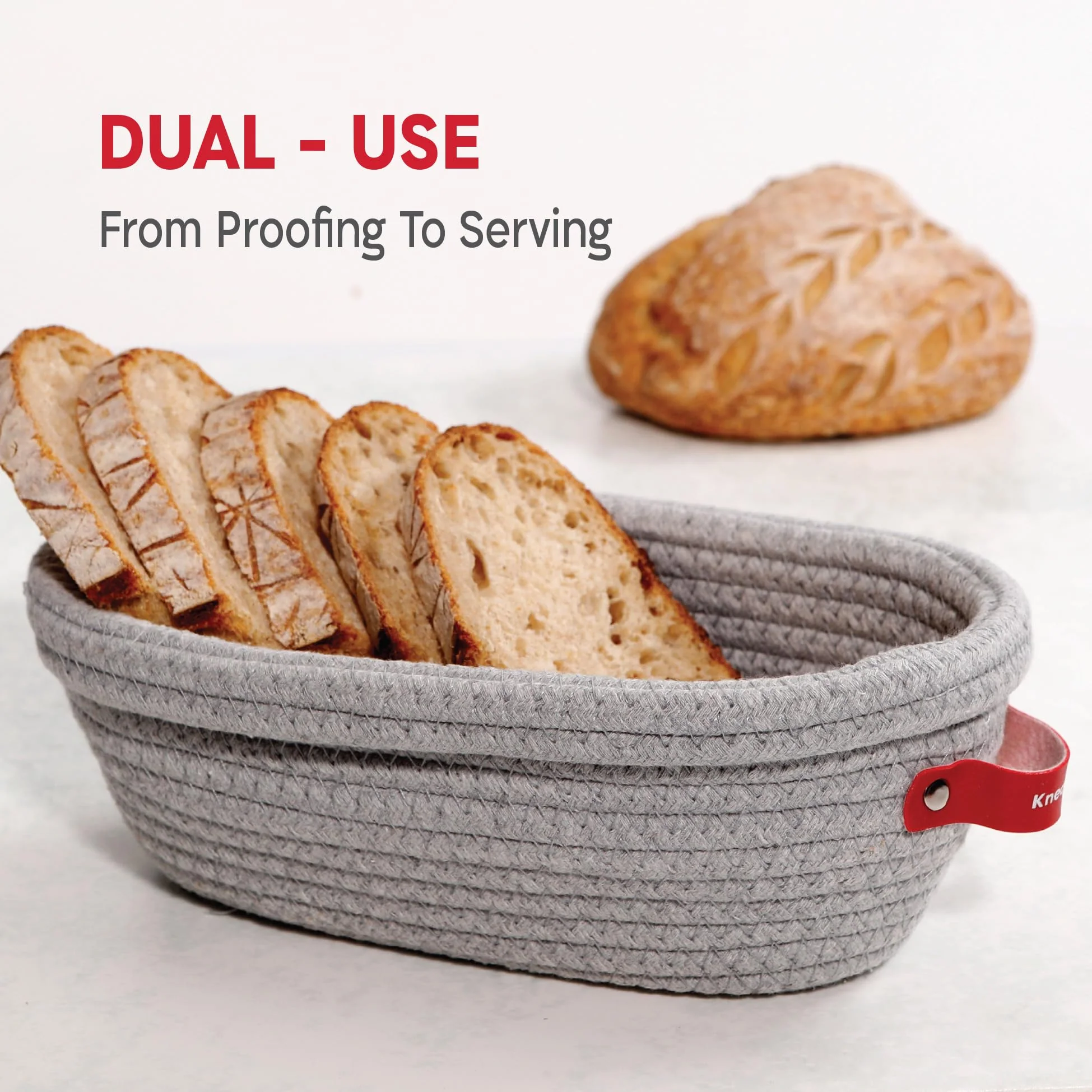 KneadAce Cotton Rope Banneton Bread Proofing Basket Set, 2 x Oval Bread Basket with Liners & Covers for Artisan Bread Baking, Sourdough Bread Baking Supplies - Image 3