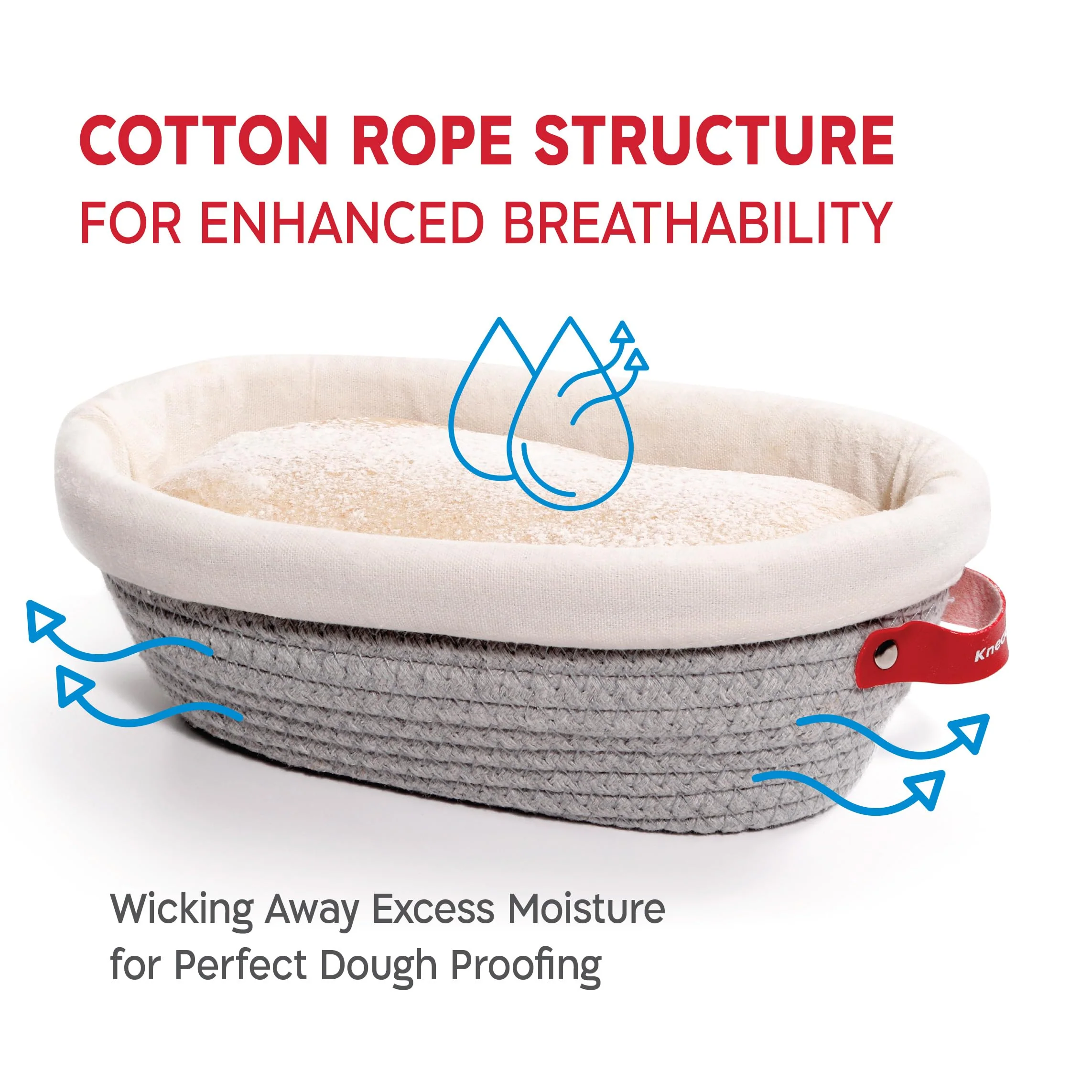 KneadAce Cotton Rope Banneton Bread Proofing Basket Set, Oval & Round Bread Baskets with Liners & Covers for Artisan Bread Baking, Sourdough Bread Baking Supplies - Image 9