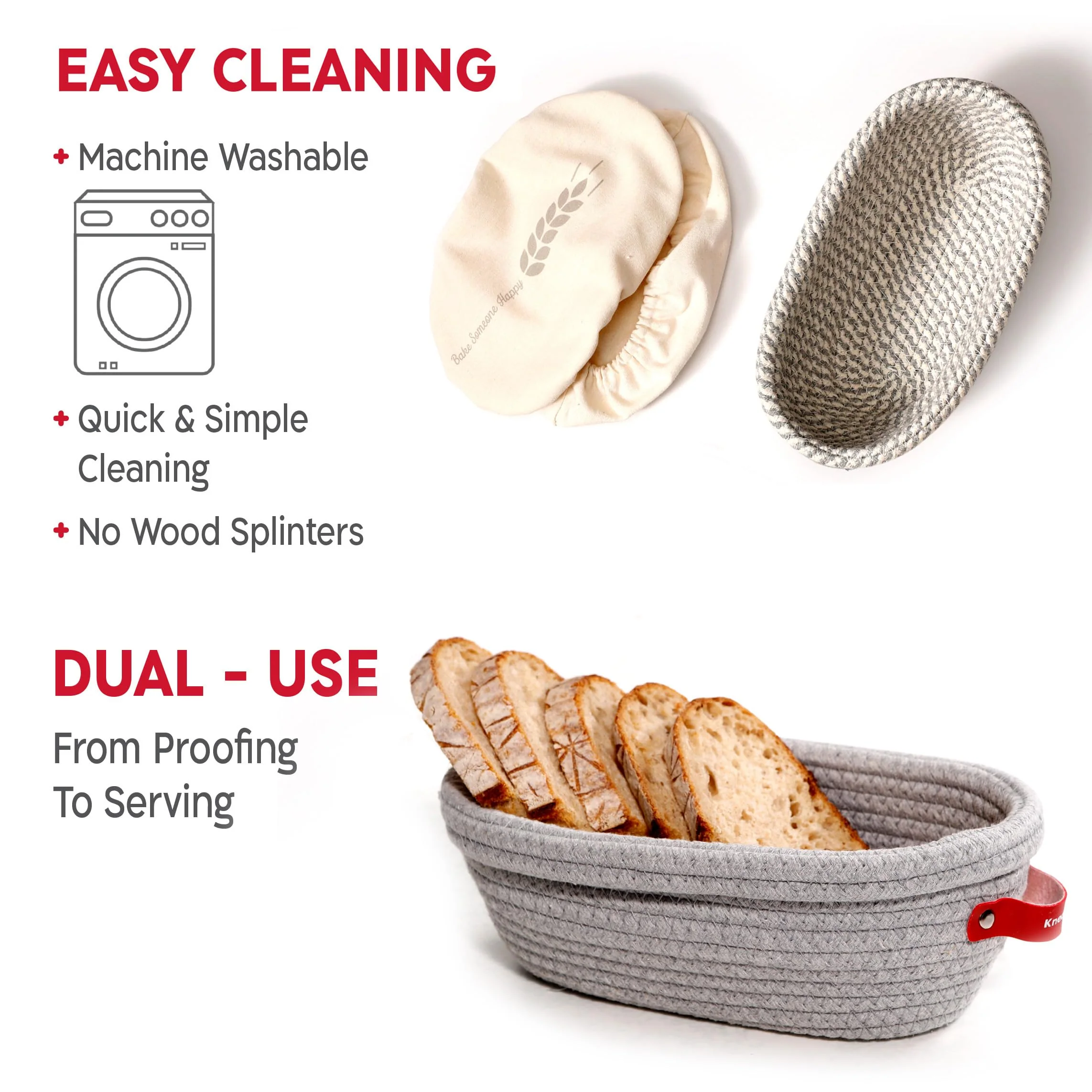 KneadAce Sourdough Starter Kit (PRO 34oz Jar, 2xOval baskets, Red Bread Lame) - Image 7