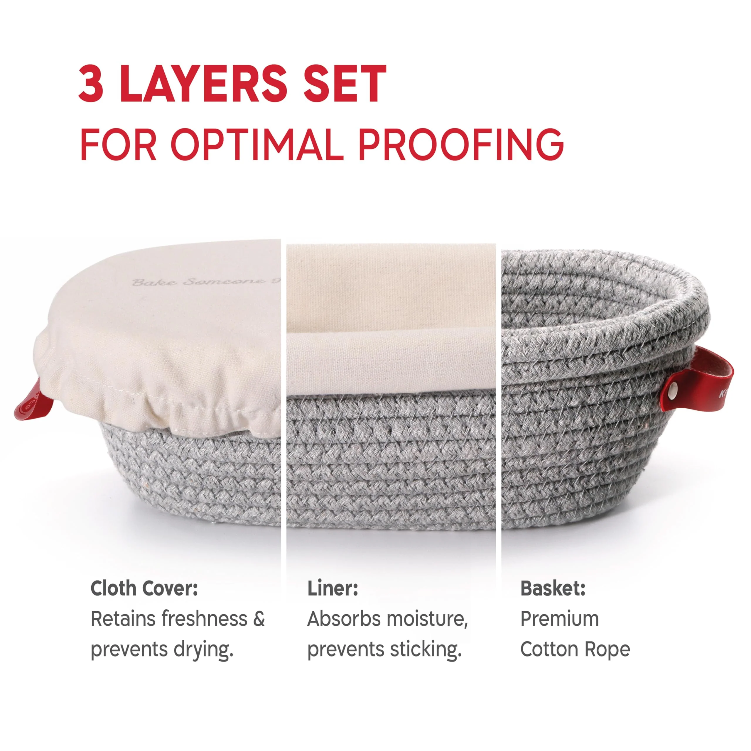 KneadAce Sourdough Starter Kit (PRO 34oz Jar, 2xOval baskets, Red Bread Lame) - Image 9
