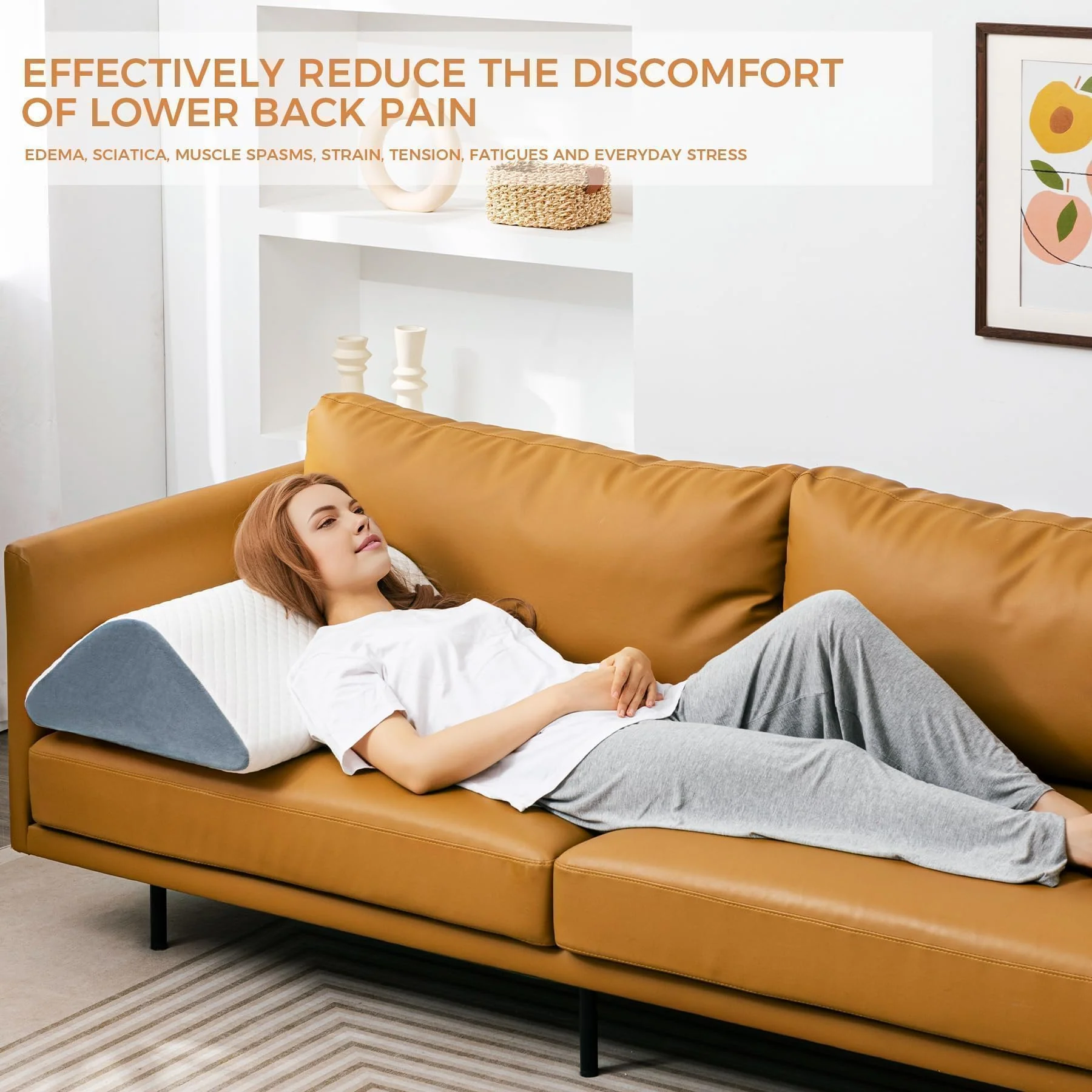 Knee Wedge Pillow for Post-Surgery Recovery-Leg Elevation Support for Sleep Position, Alleviating Lower Back & Hip Pain Enhancing Circulation in Ankles Legs Triangle Pillow with Removable Cover - Image 4