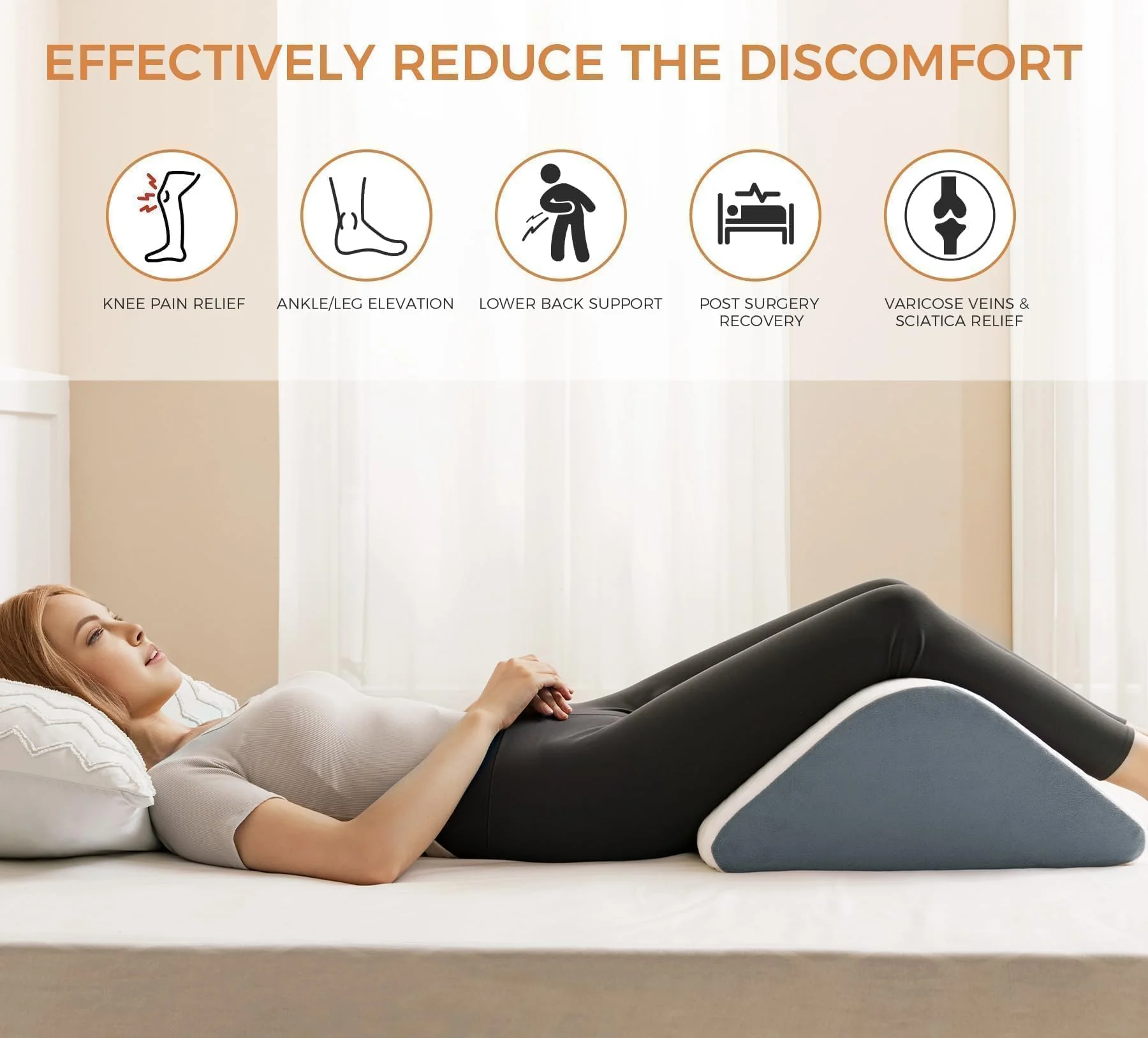Knee Wedge Pillow for Post-Surgery Recovery-Leg Elevation Support for Sleep Position, Alleviating Lower Back & Hip Pain Enhancing Circulation in Ankles Legs Triangle Pillow with Removable Cover - Image 7
