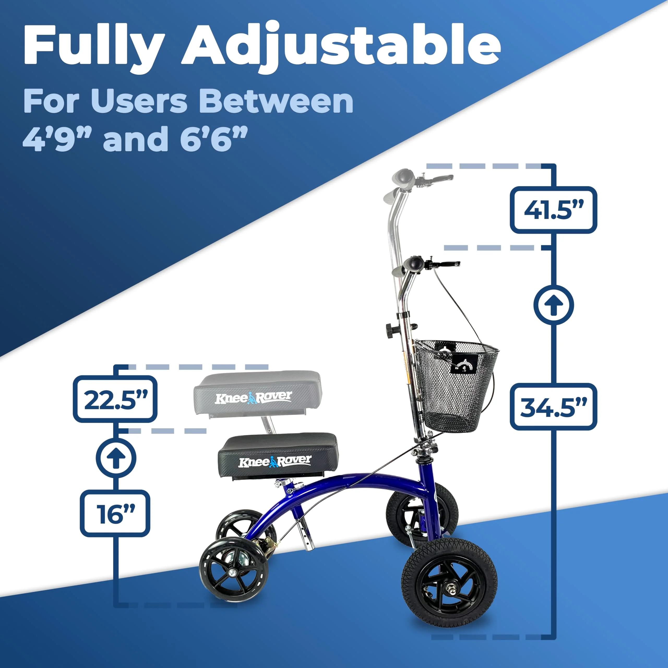 KneeRover Hybrid Knee Walker - All New Featuring KneeCycle Knee Scooter with All Terrain Front Axle Upgrade for Foot, Lower Leg or Ankle Injury - Image 6