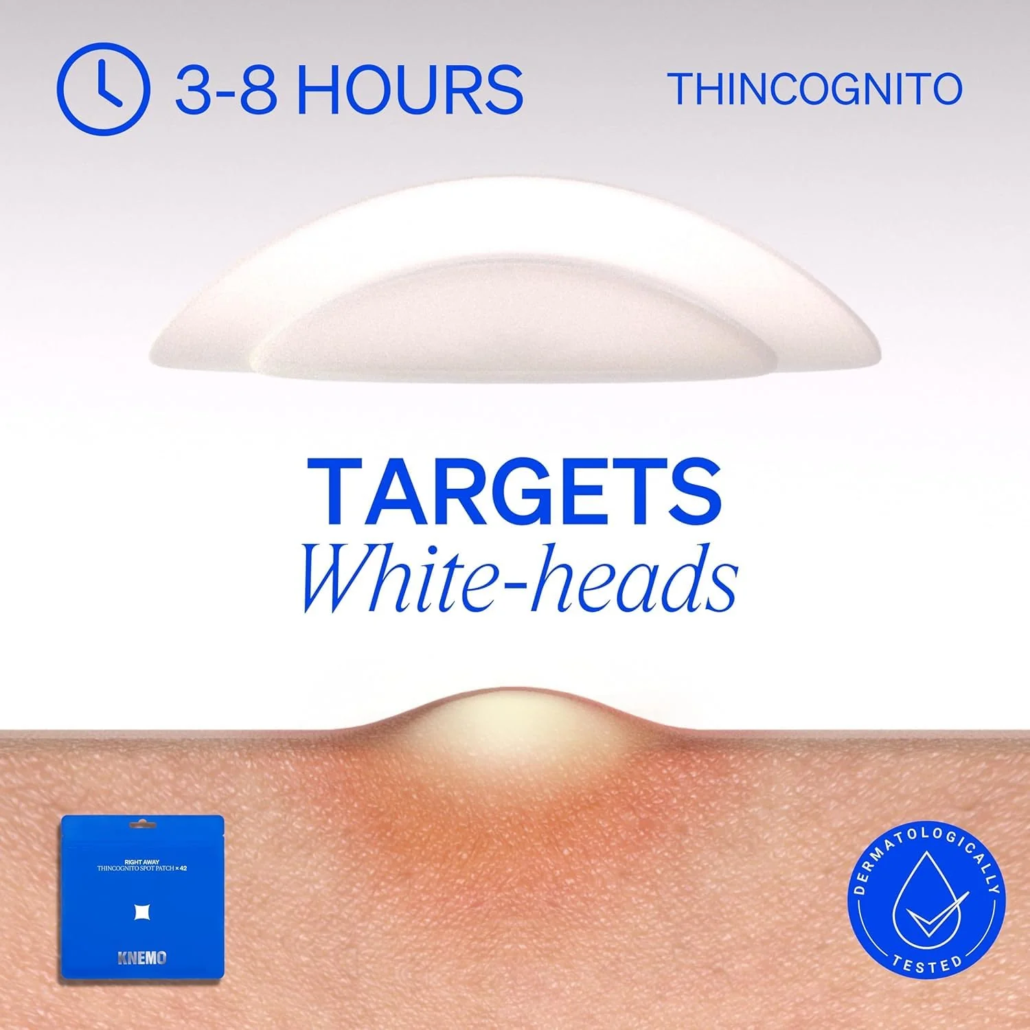 KNEMO Right Away Thincognito Invisible Spot Patch - Absorbing Hydrocolloid Pimple Patch for Face, Blemishes, Zits, Acne, Breakouts Spot Treatment for Skin Care, 2 Sizes (42 Count Pack of 2) - Image 7